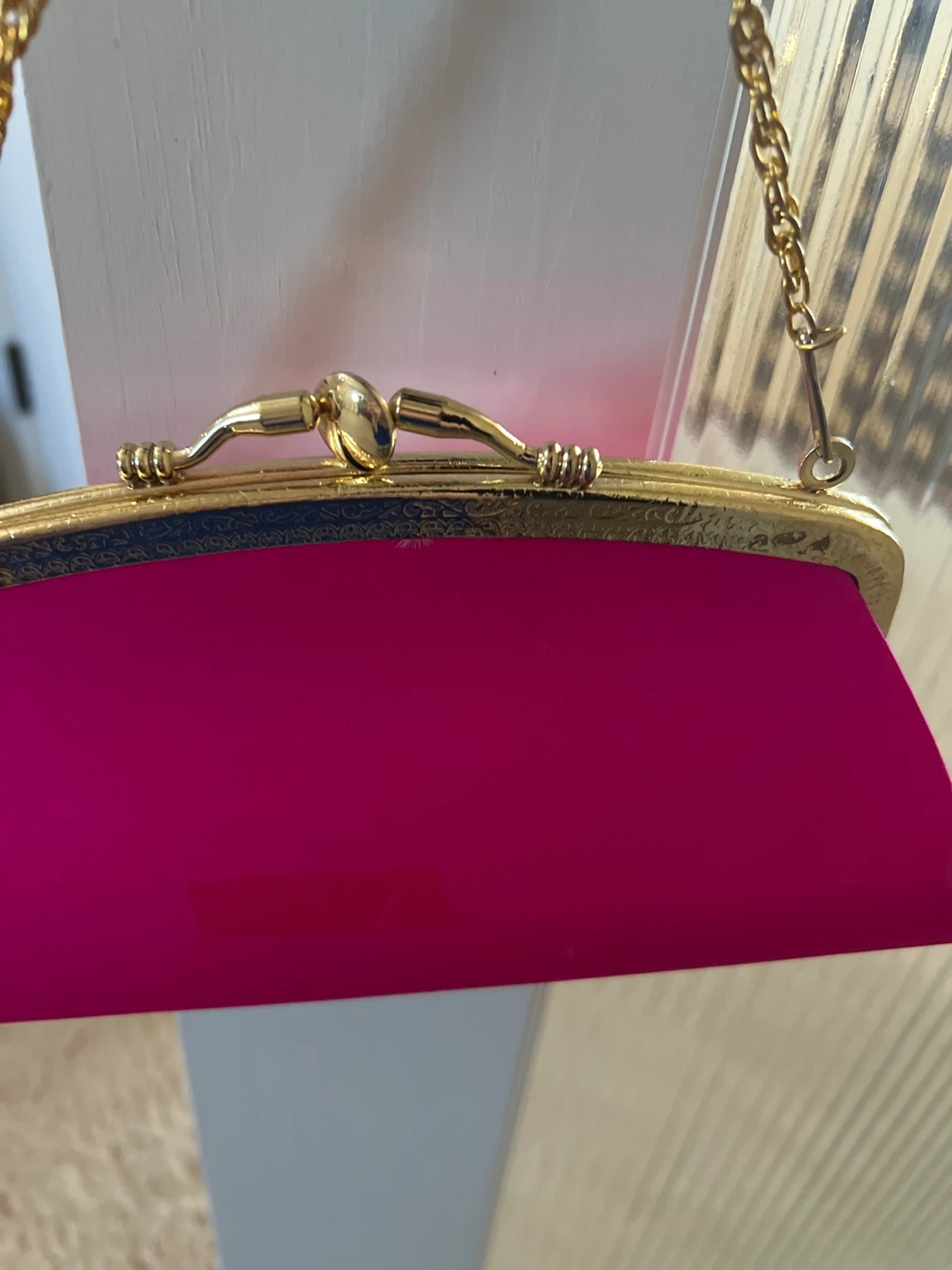 Fuchsia Clutch with Gold Chain - photo 4