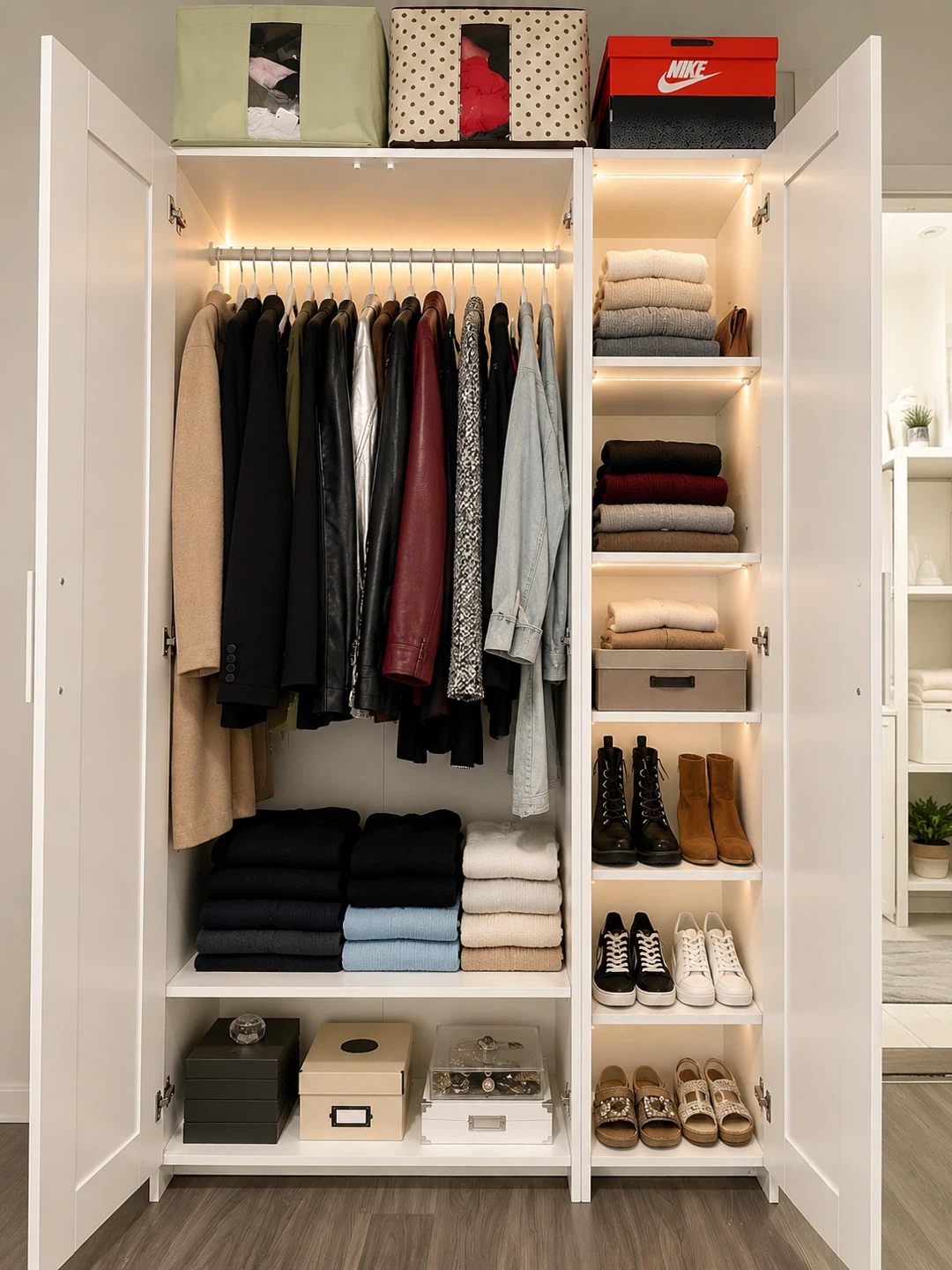 IKEA White 3-Door Wardrobe with Mirrored Door - photo 2