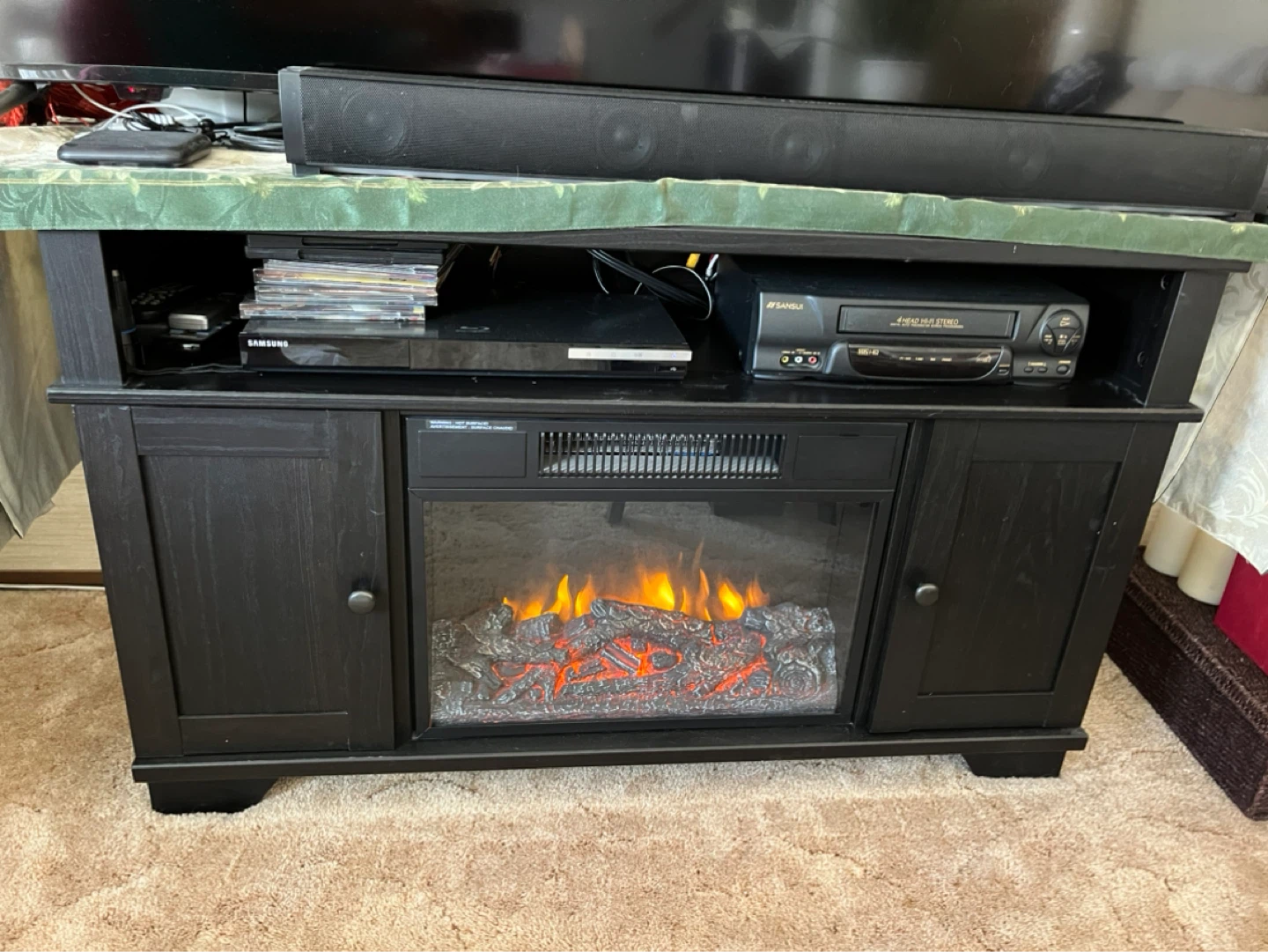 Black Electric Fireplace TV Stand - photo 2