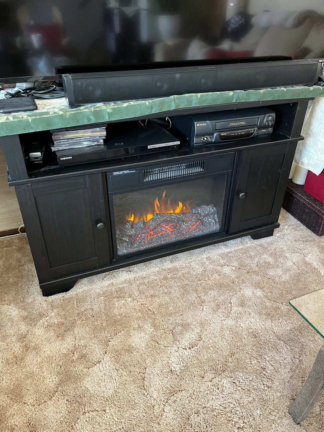 Black Electric Fireplace TV Stand