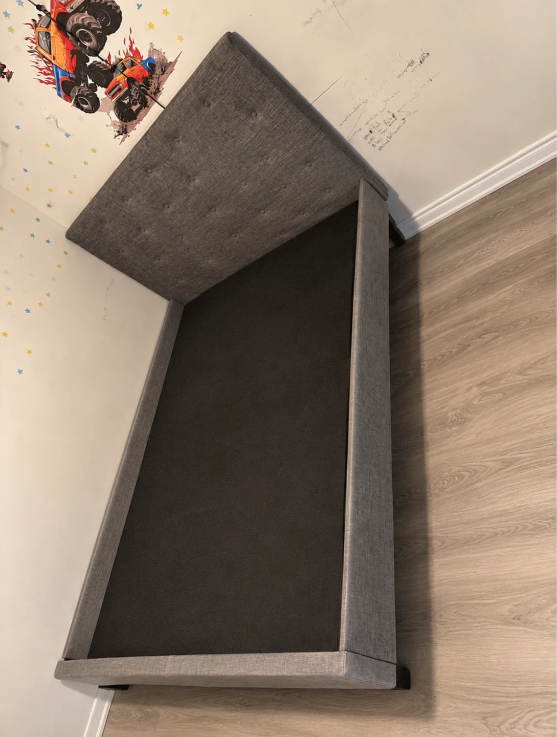 Gray Upholstered Bed Frame