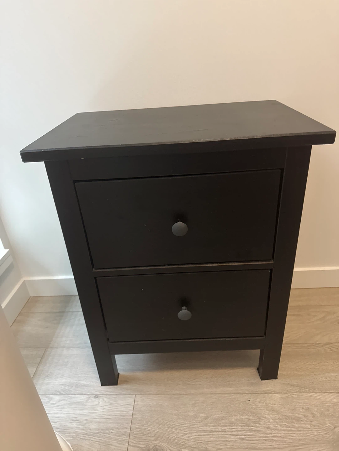 Black Two-Drawer Nightstand