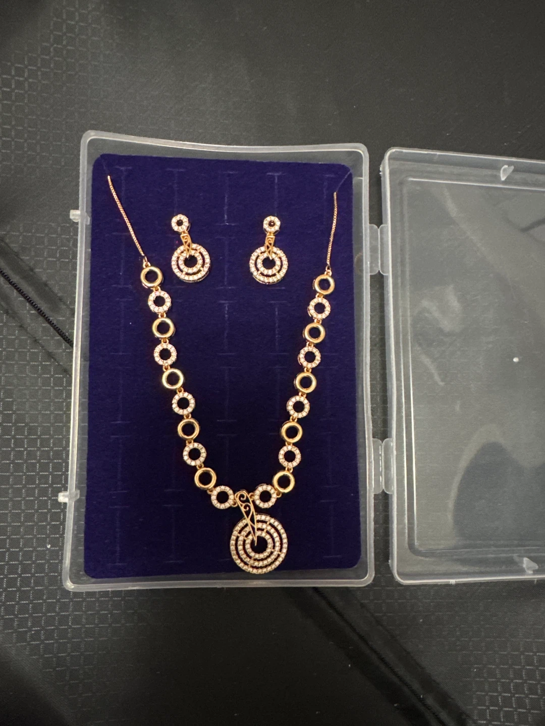 Rose Gold Tone Necklace and Earring Set