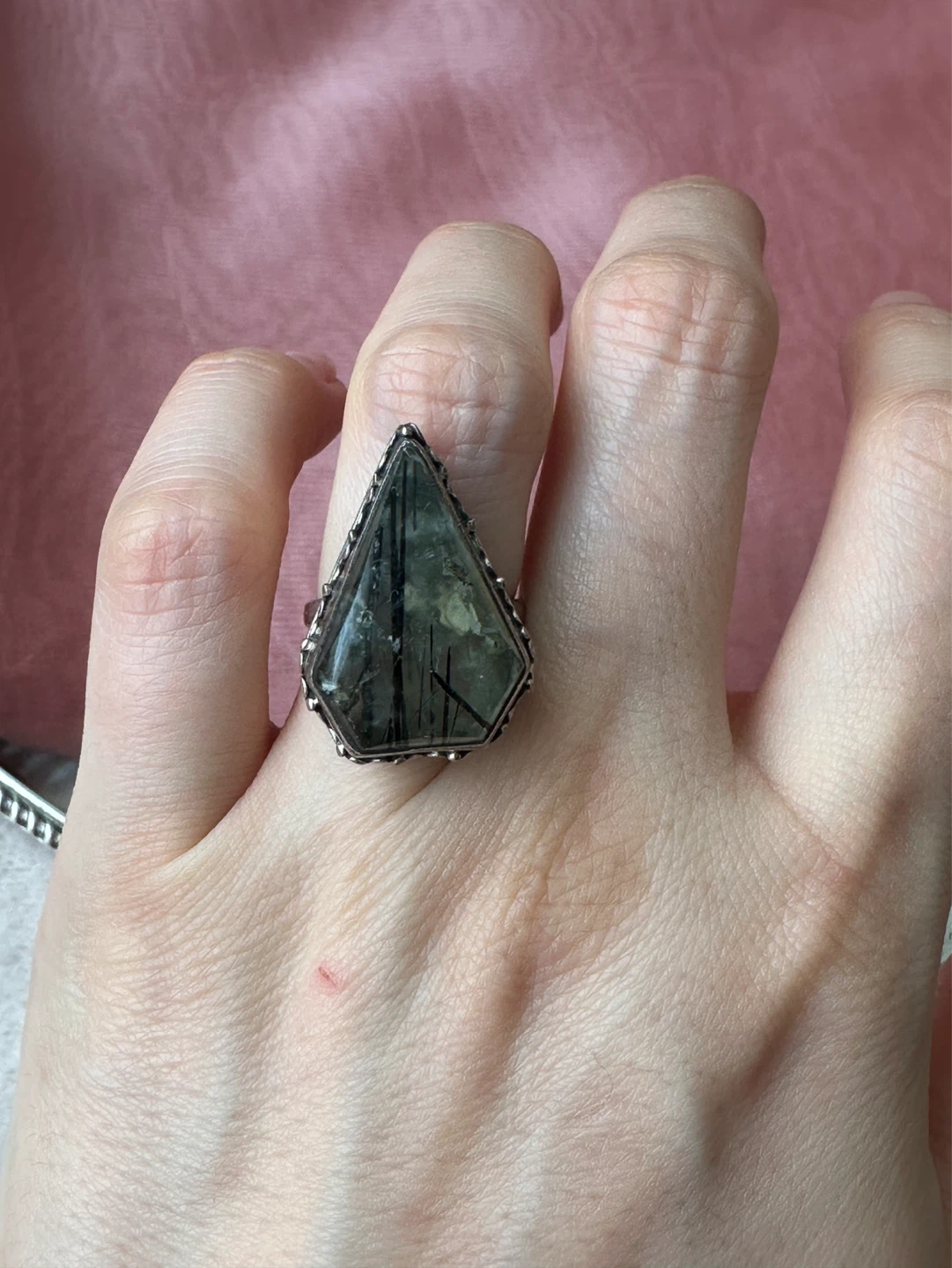 Sterling Silver Ring with Natural Prehnite Gem