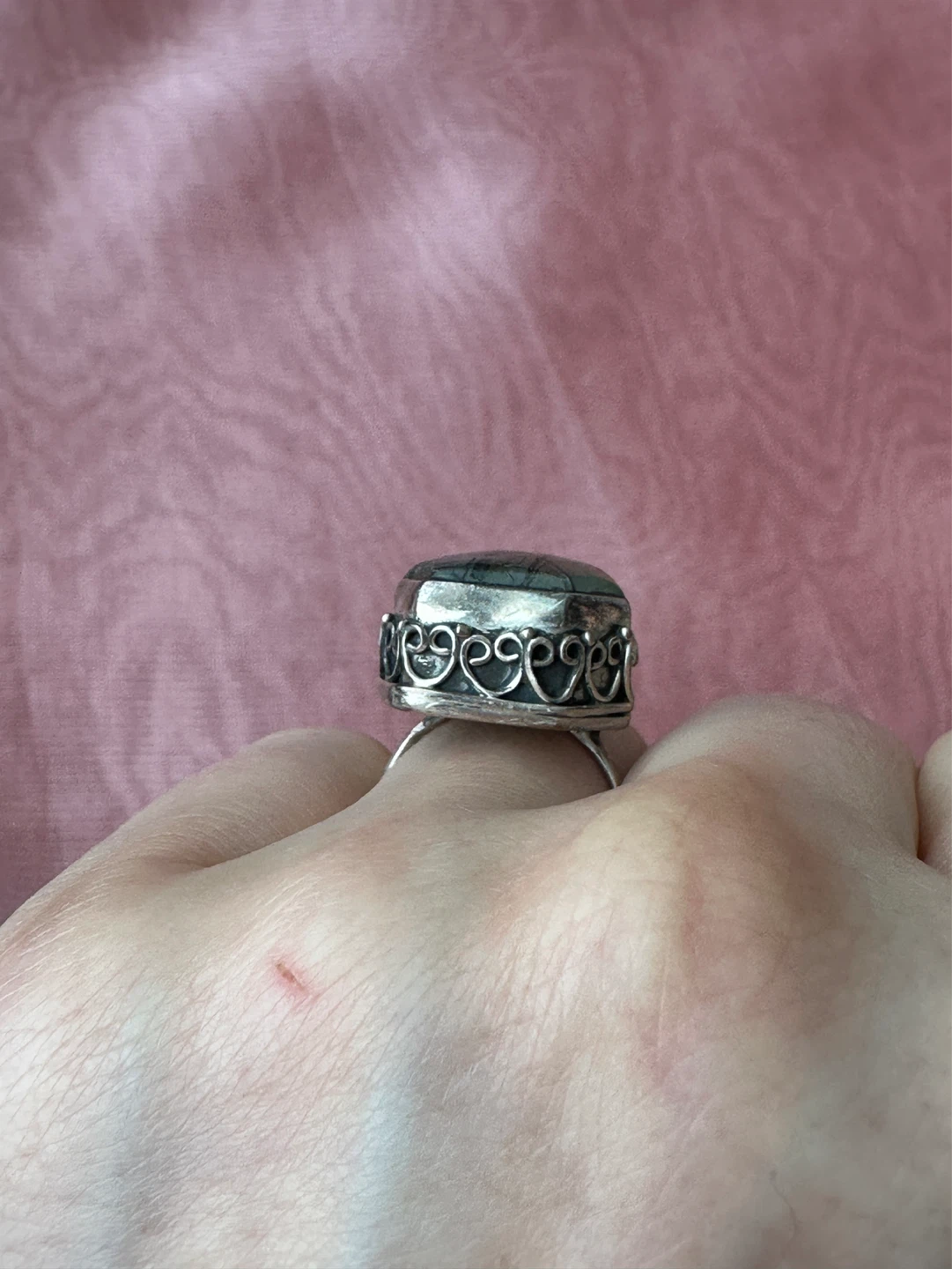 Sterling Silver Ring with Natural Prehnite Gem - photo 3