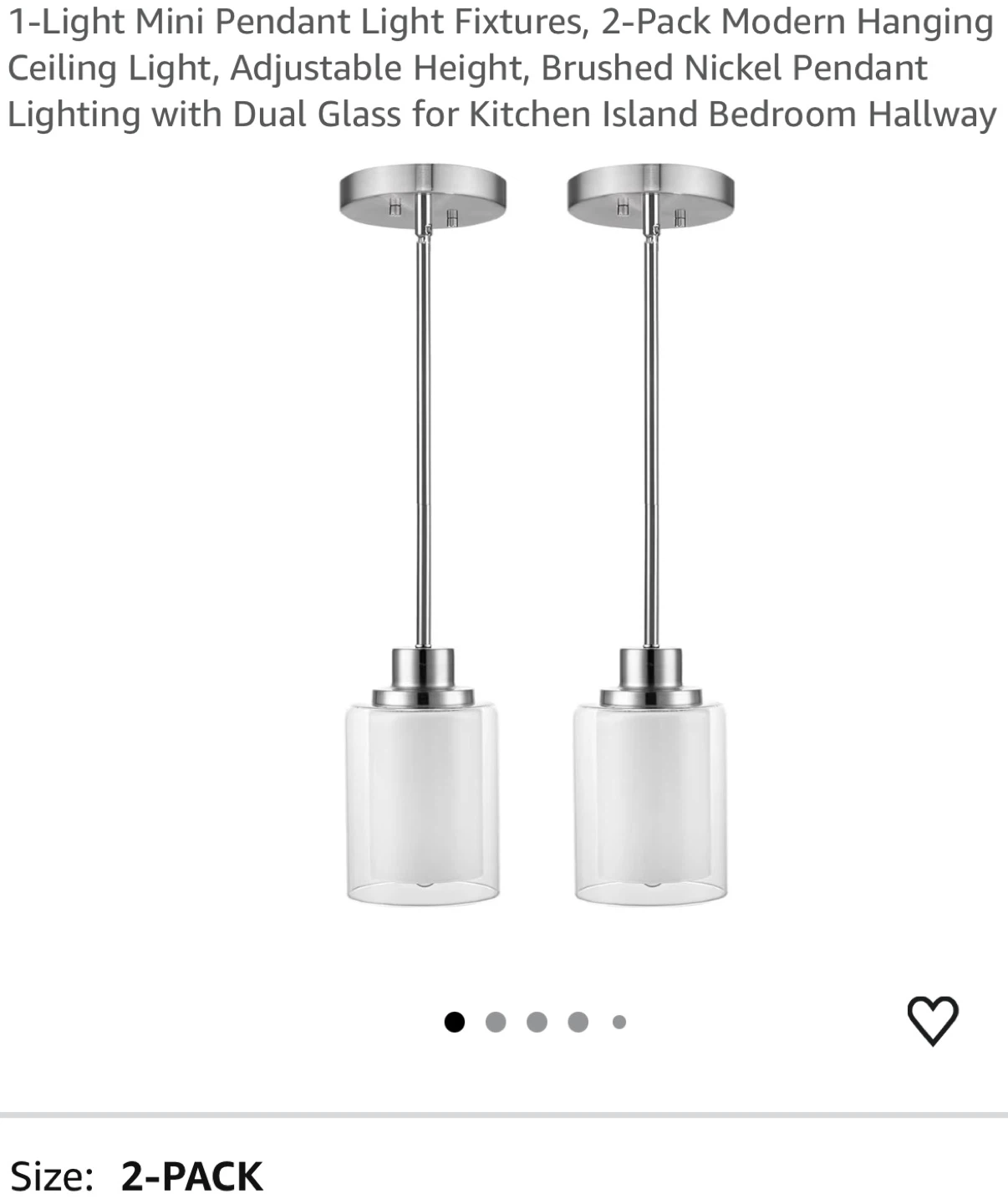 2-Pack Modern Pendant Light Fixtures, Adjustable Height 2PM