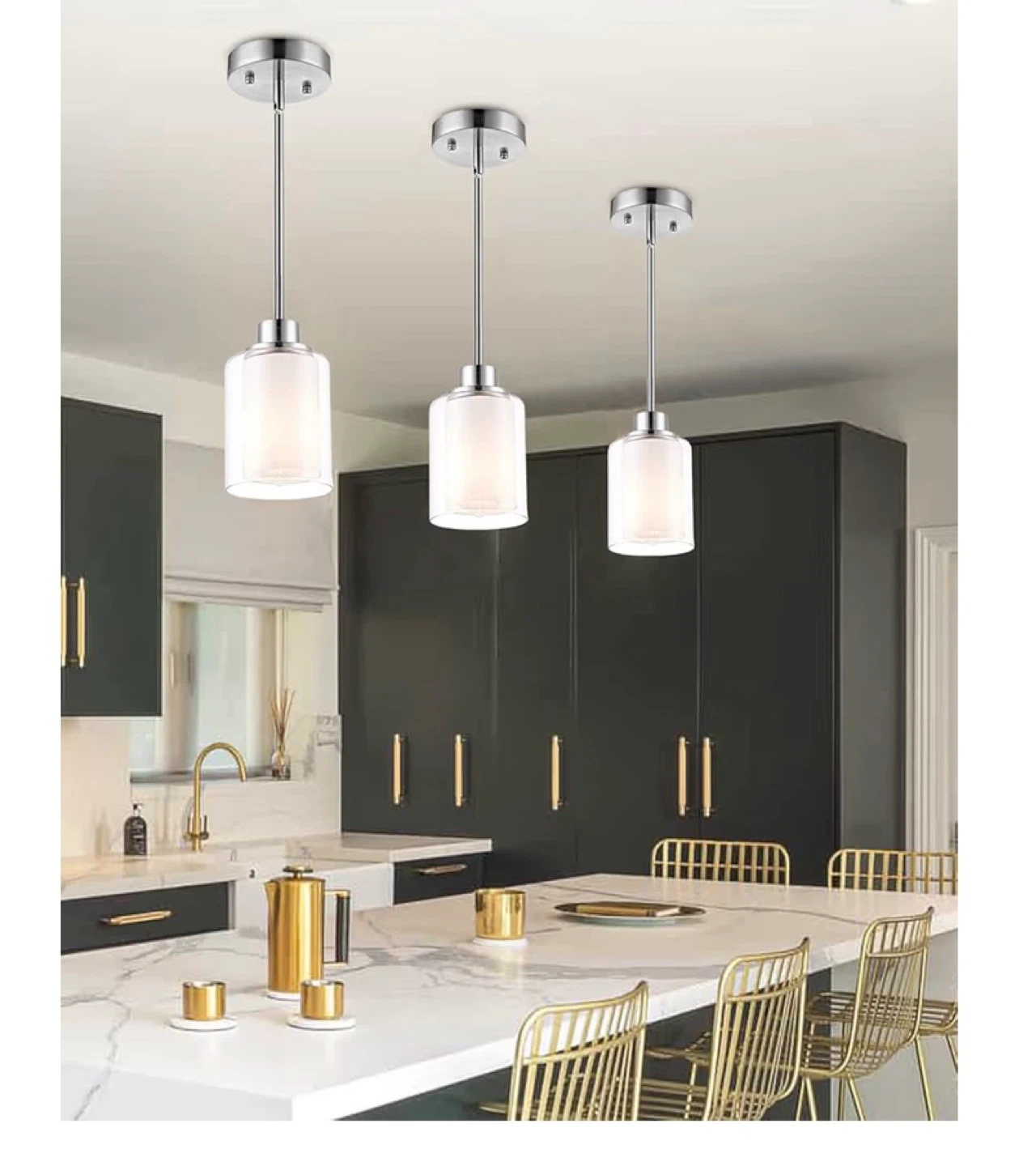2-Pack Modern Pendant Light Fixtures, Adjustable Height 2PM - photo 4