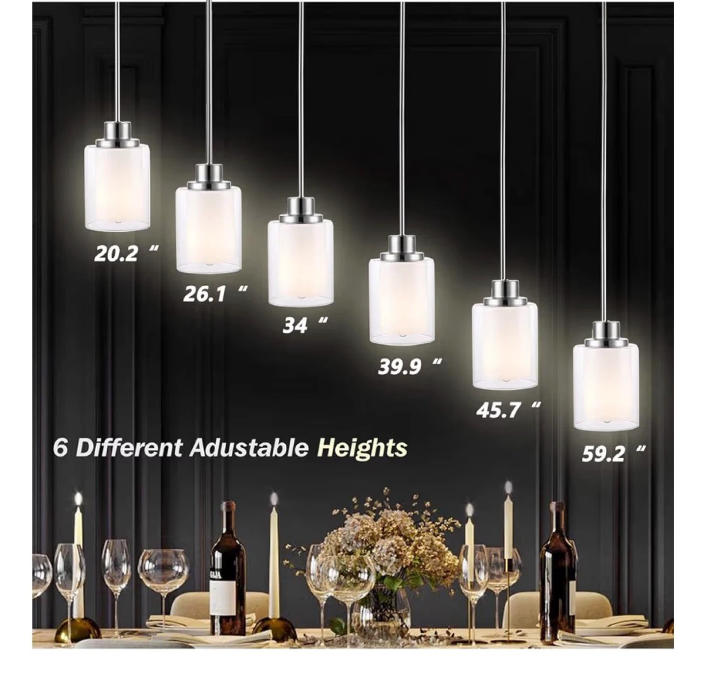 2-Pack Modern Pendant Light Fixtures, Adjustable Height 2PM - photo 5