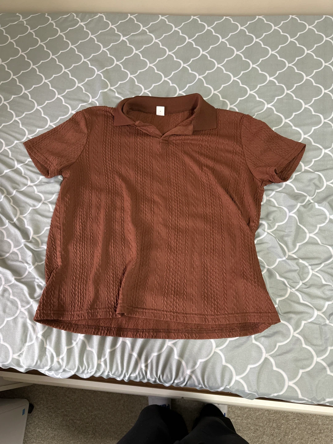 Brown Textured Polo Shirt