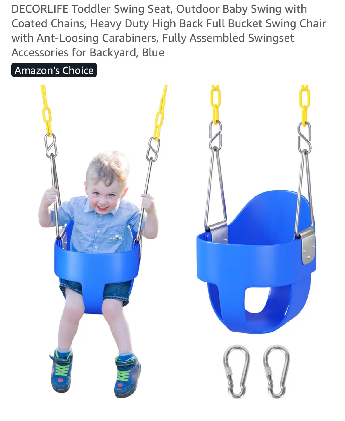 DECORLIFE Toddler Swing Seat - Blue T9S
