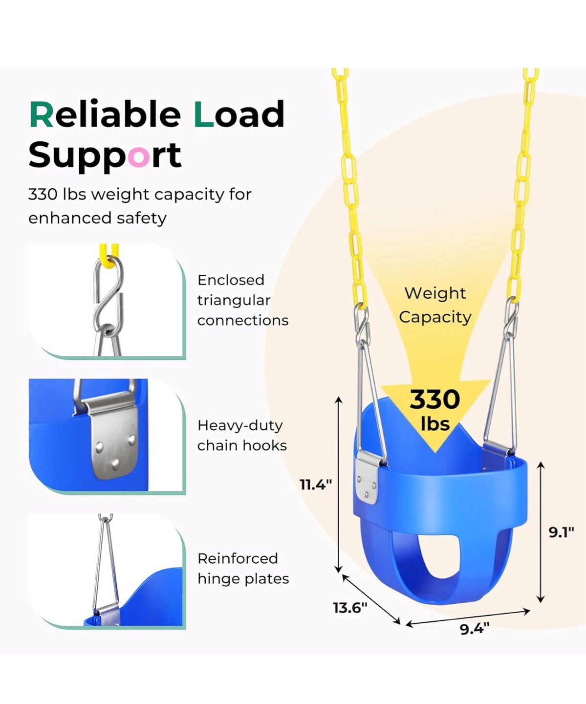 DECORLIFE Toddler Swing Seat - Blue T9S - photo 2