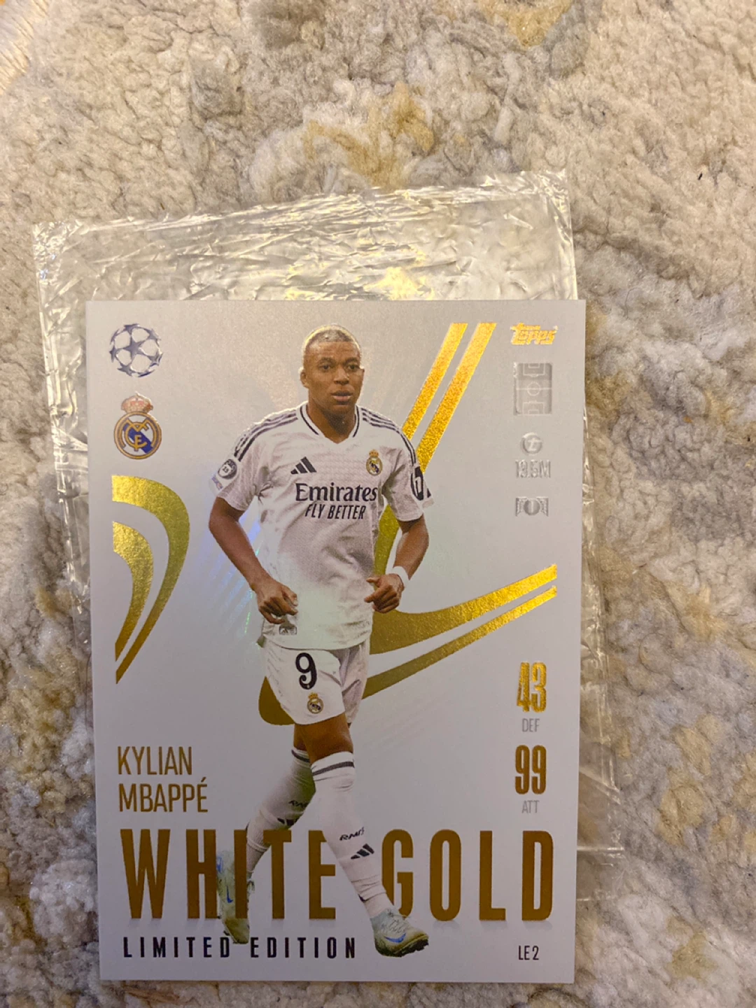Topps Kylian Mbappé White Gold Limited Edition Trading Card