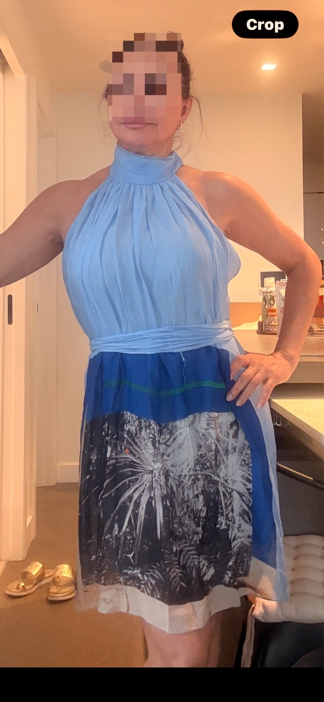 Farm Rio Light Blue Halter Dress with Tropical Print - photo 3