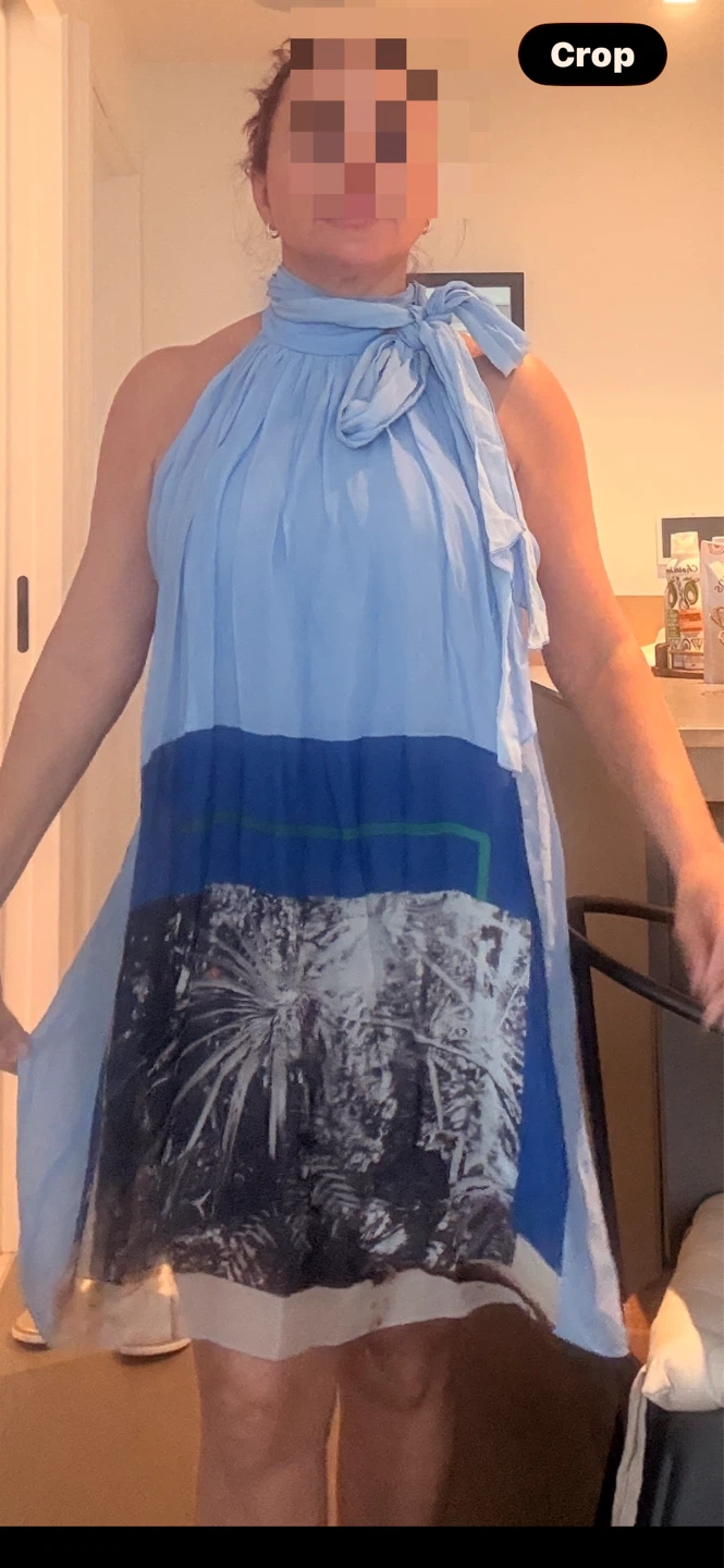 Farm Rio Light Blue Halter Dress with Tropical Print - photo 4