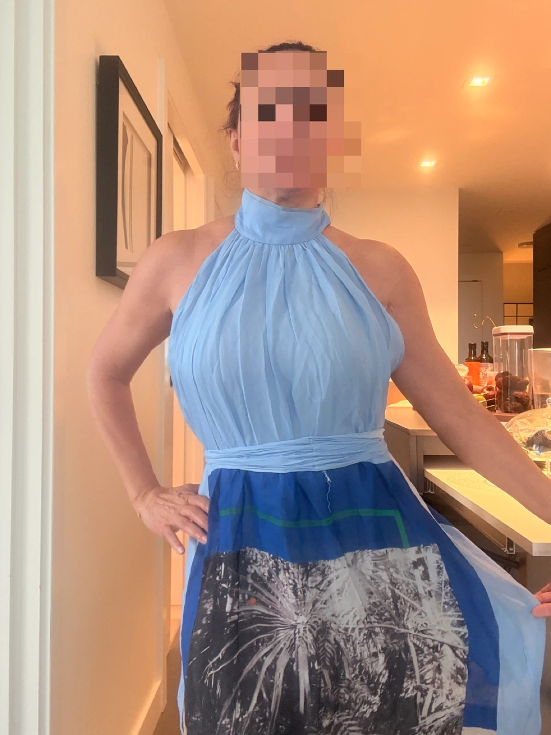 Farm Rio Light Blue Halter Dress with Tropical Print - photo 5