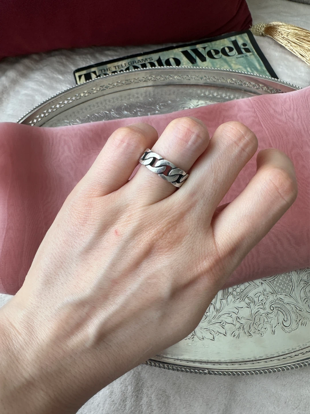 925 Silver Chain Link Ring
