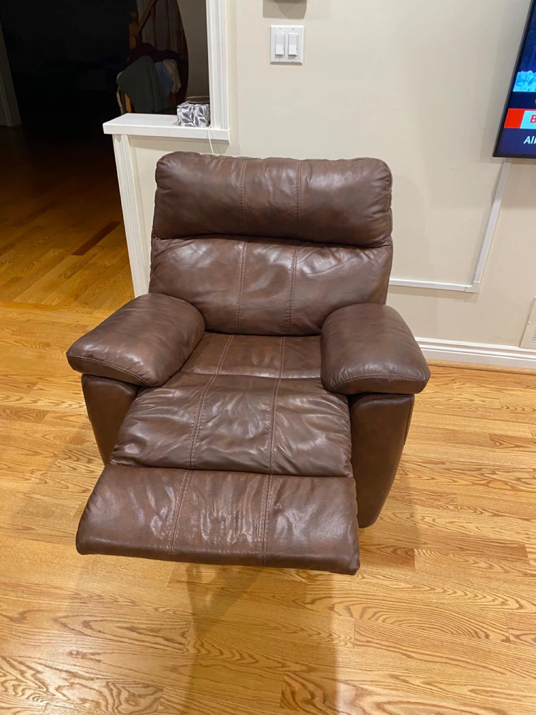Ashely Brown Leather Reclining Sofa and recliner chair