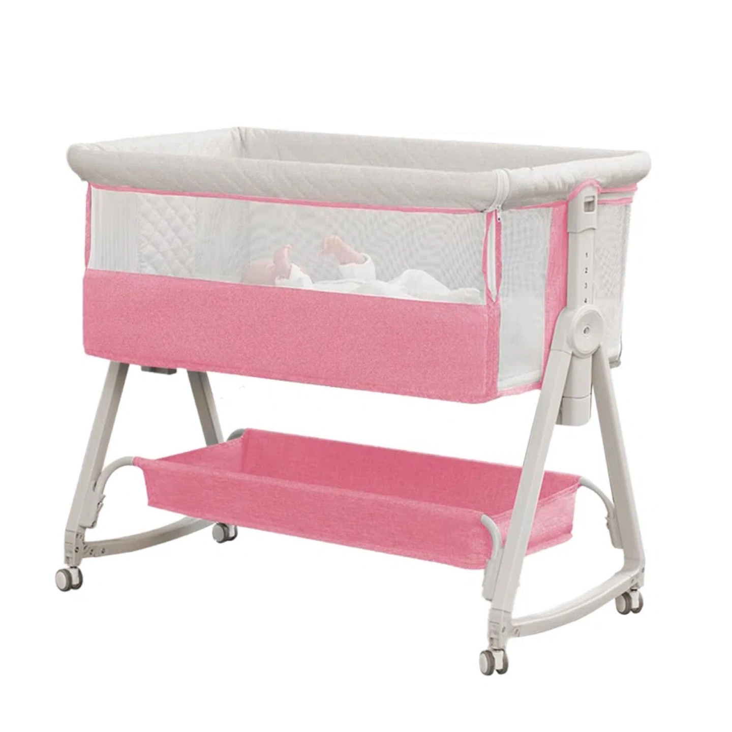 Pink Baby Bassinet with Wheels - photo 4