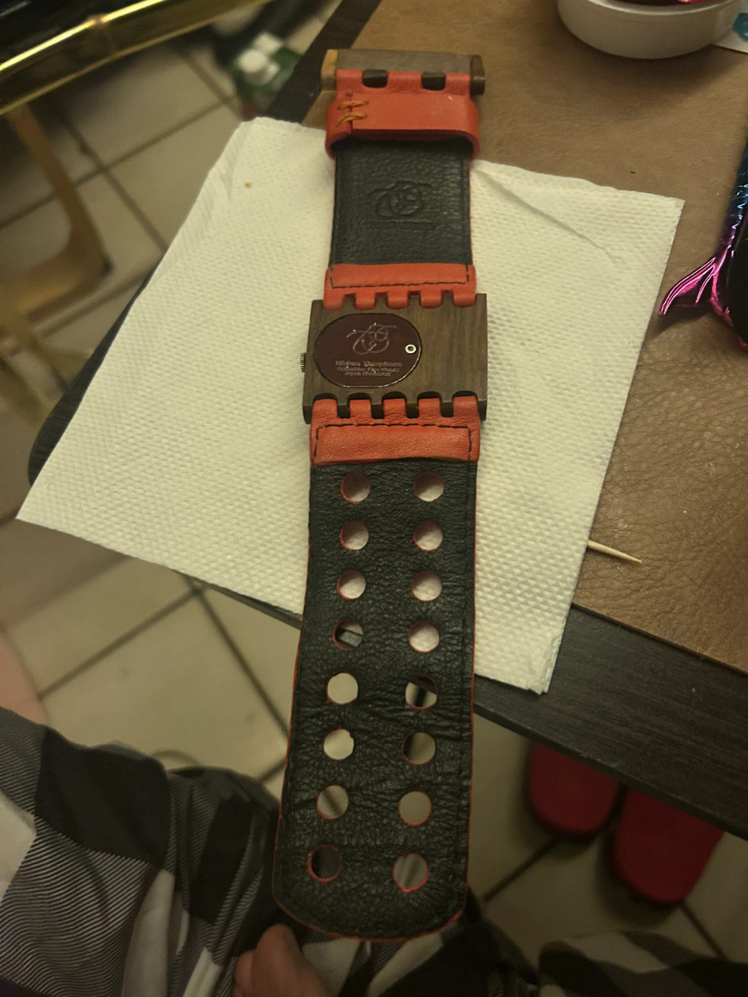 Mistura Wood Watch with Red Leather Strap - photo 2