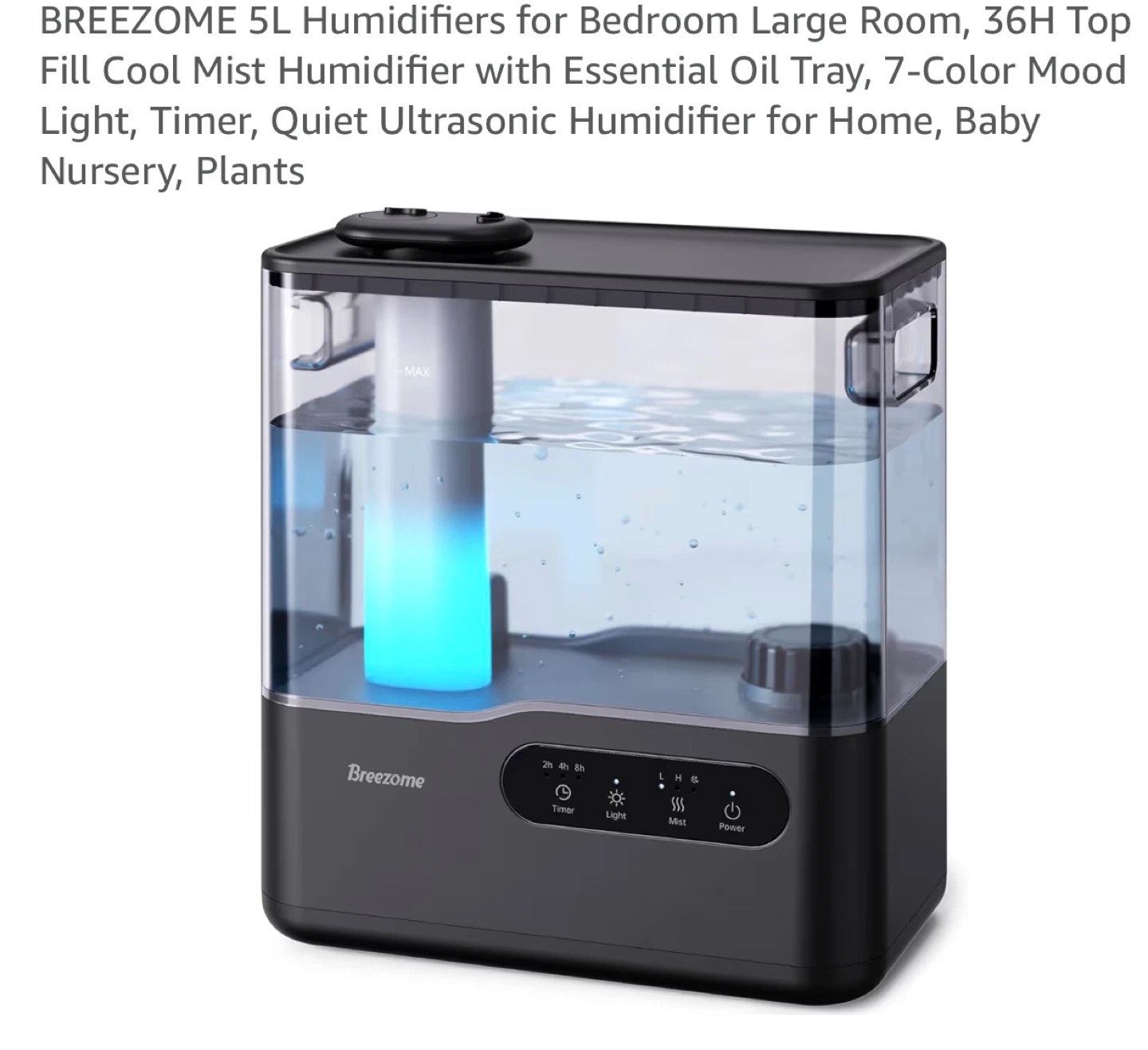 5L Cool Mist Humidifier with Essential Oil Tray H5L