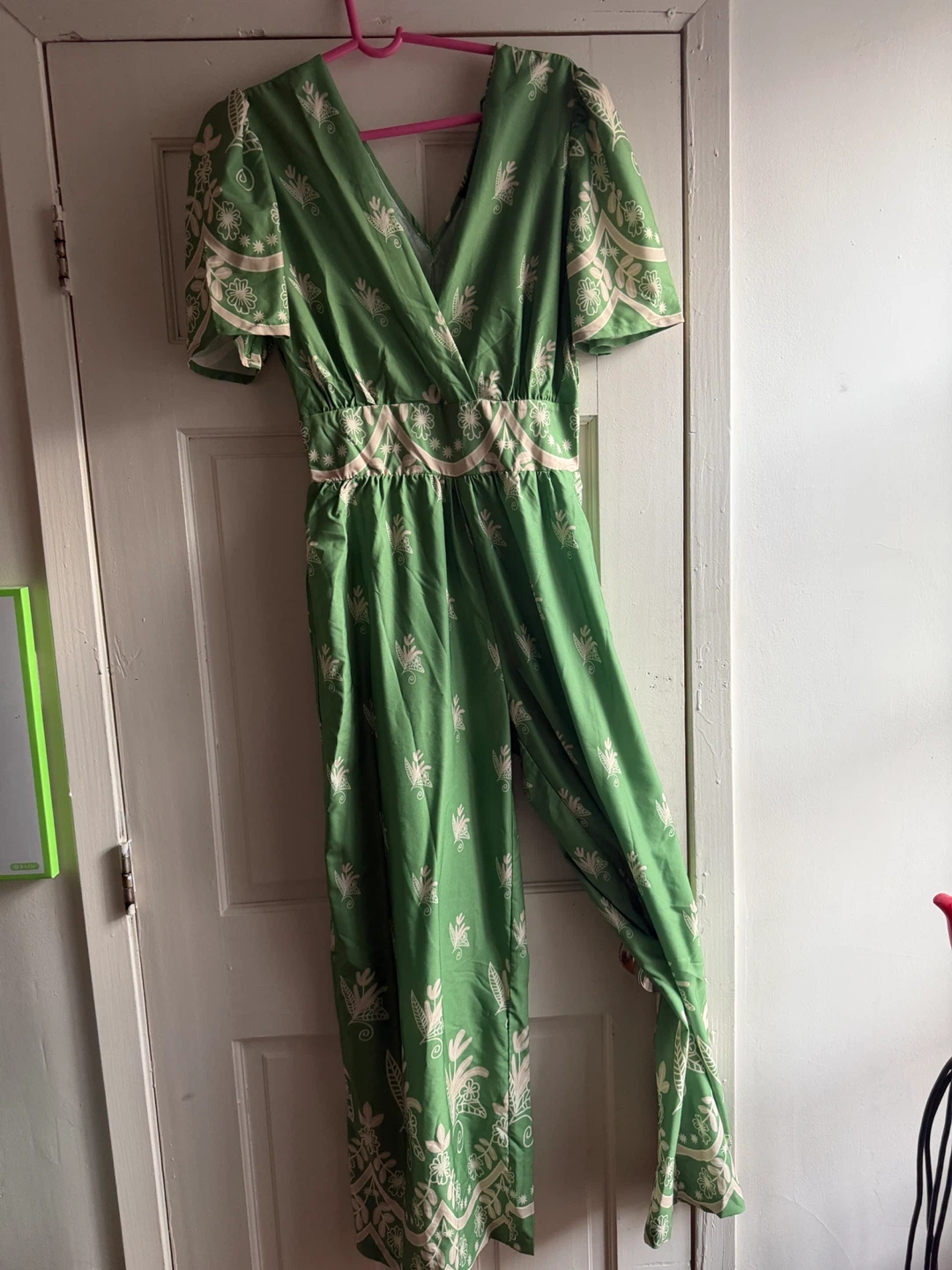 Green patterned jumpsuit