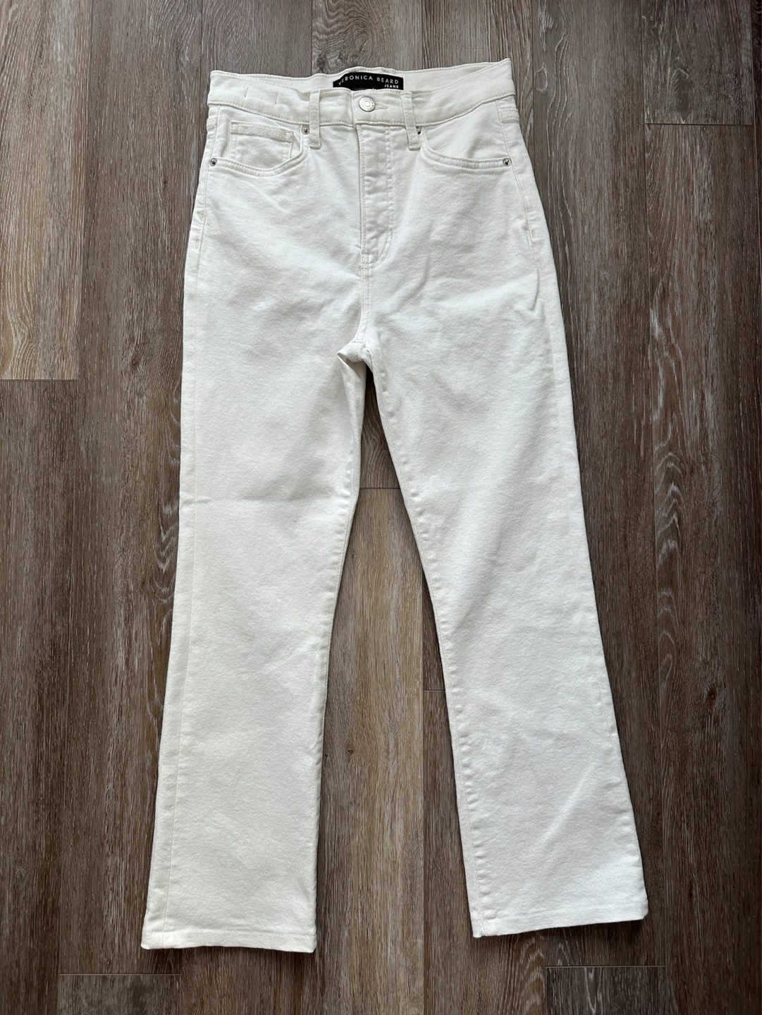 Veronica Beard White High-Waisted Flare Jeans