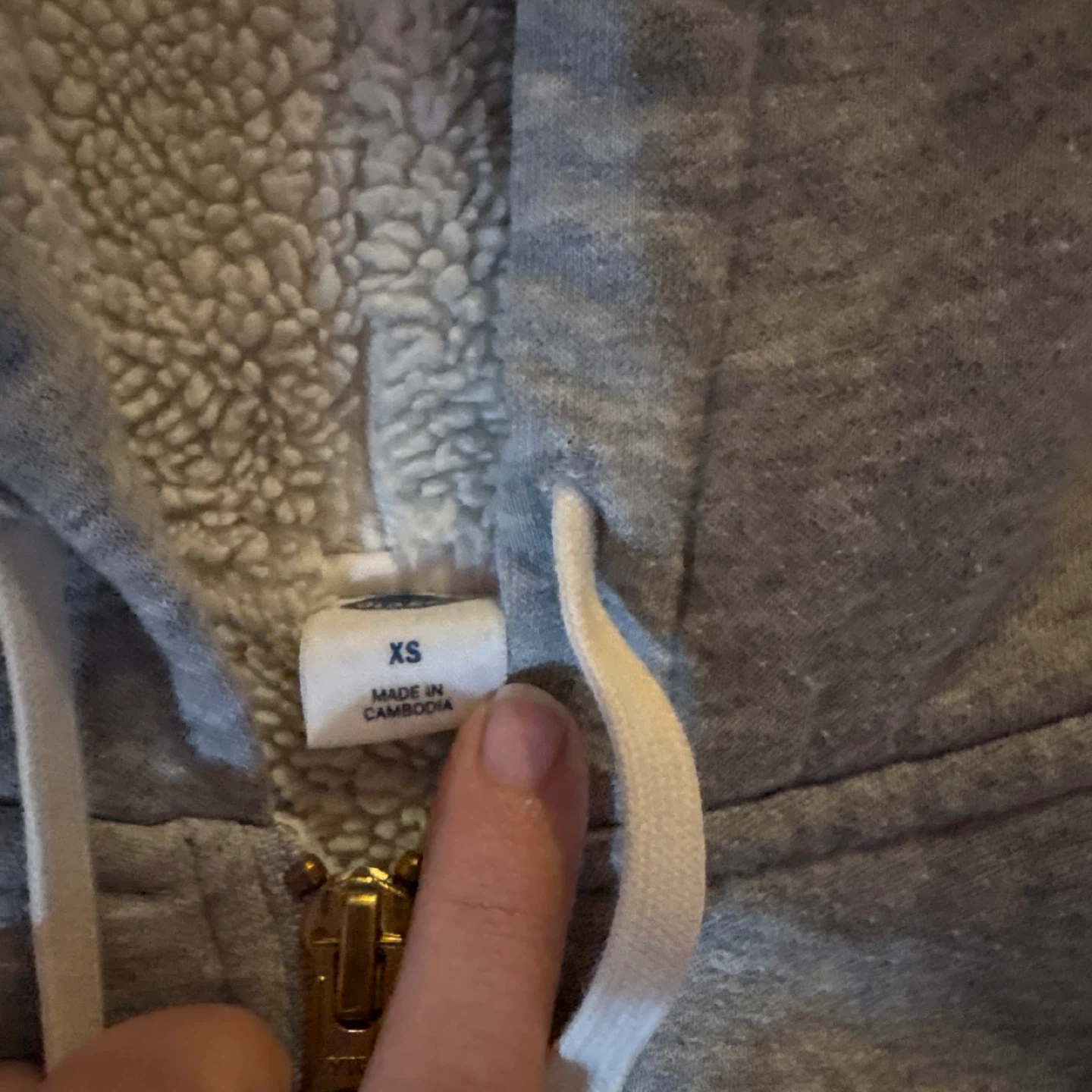Old Navy Grey Sherpa Lined Zip-Up Hoodie - photo 3