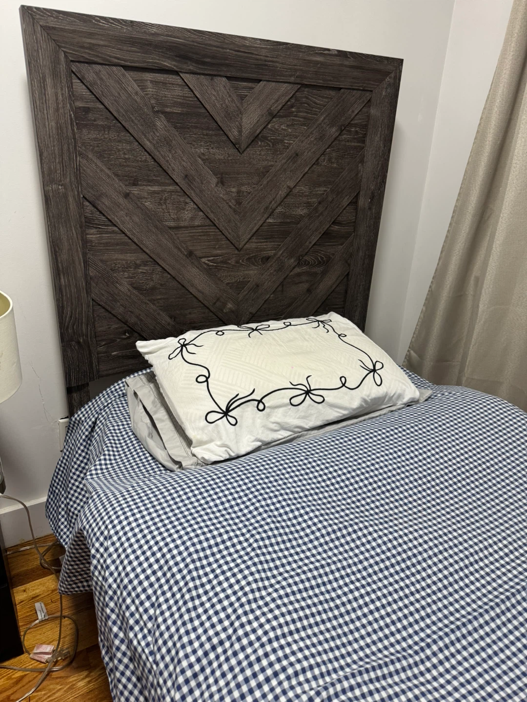 Wooden Headboard with Geometric Design - photo 4