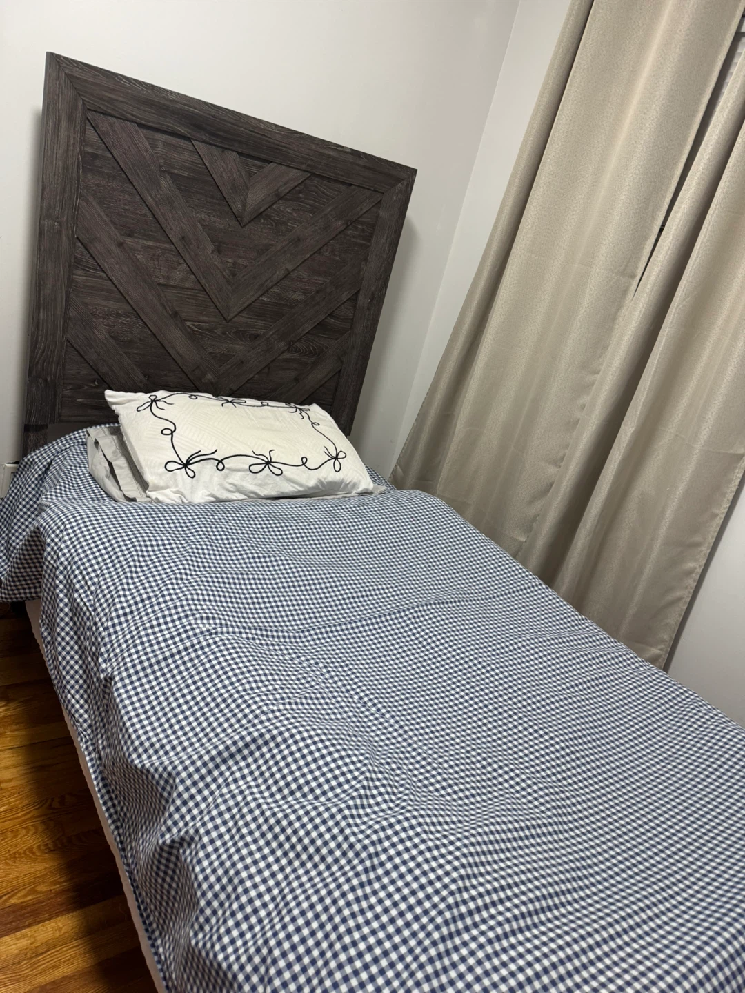 Wooden Headboard with Geometric Design