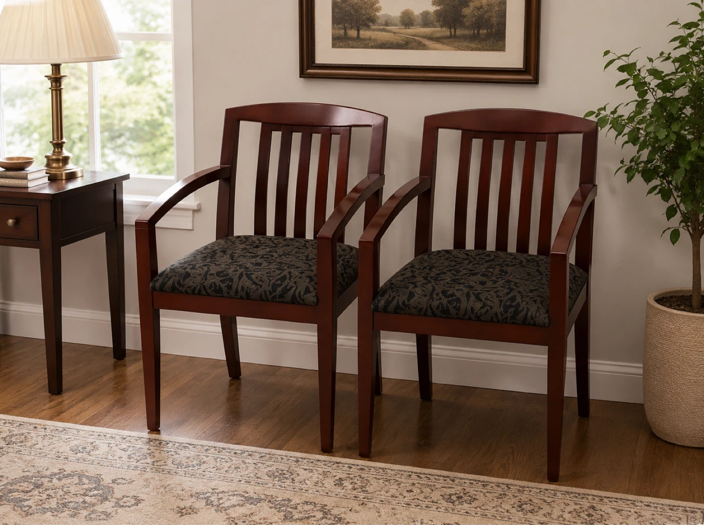 Set of 2 Wooden Accent Chairs