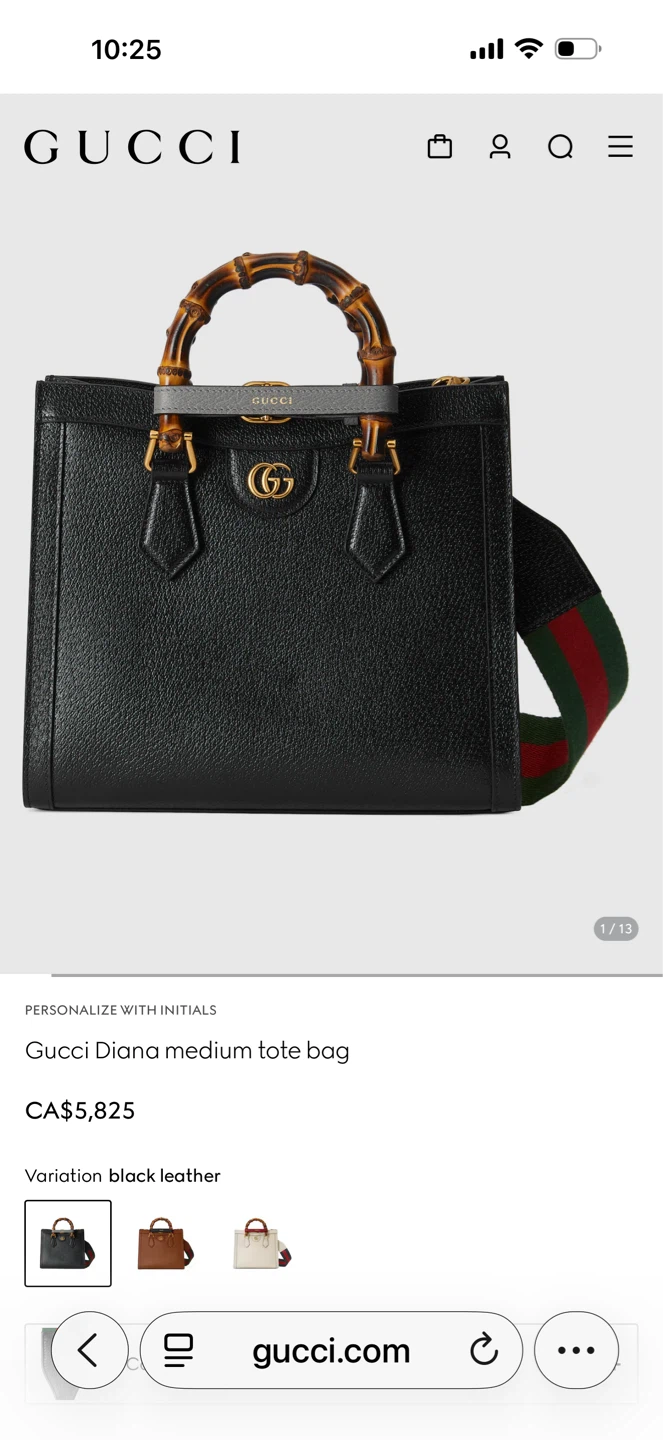 Gucci Diana Medium Tote Bag - Black Leather