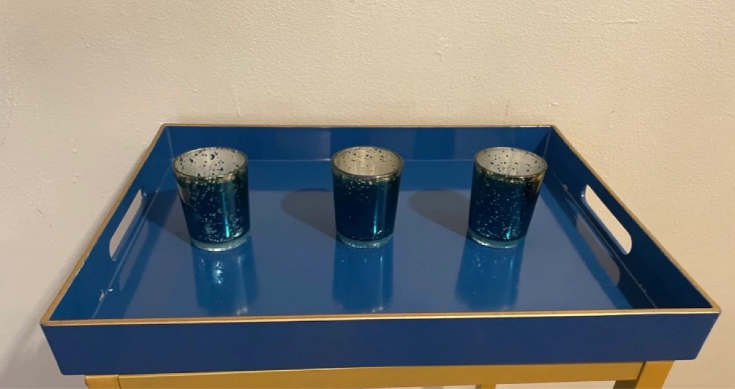 Royal Blue Tray & Tea Light Candle Holders $10 - photo 4