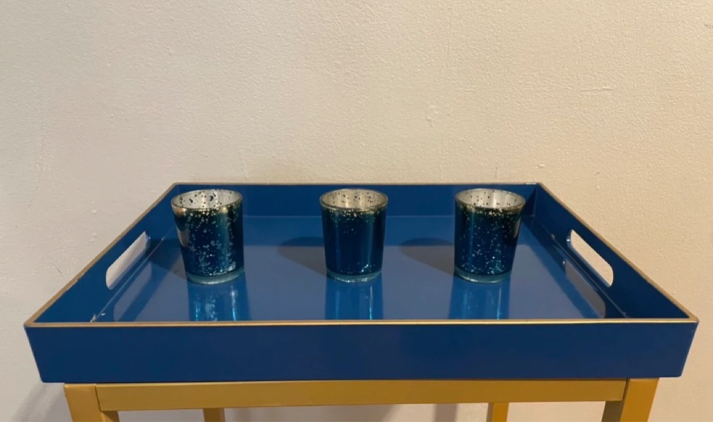 Royal Blue Tray & Tea Light Candle Holders $10 - photo 2