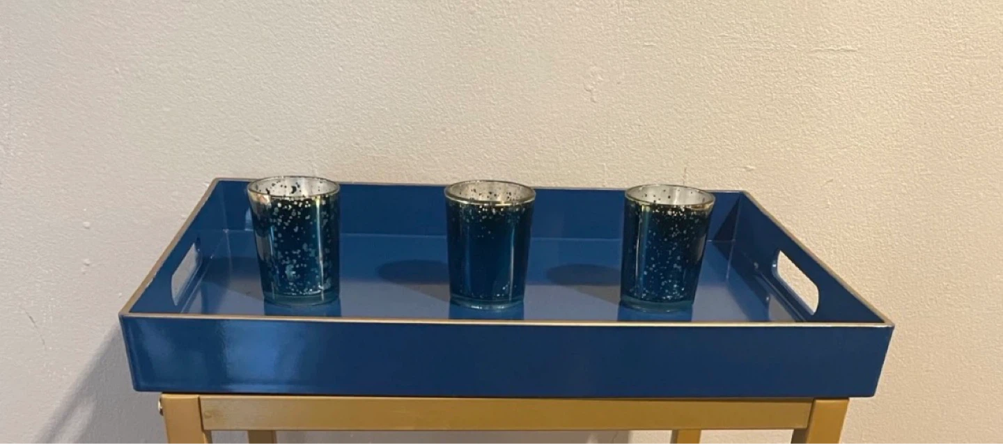 Royal Blue Tray & Tea Light Candle Holders $10 - photo 3