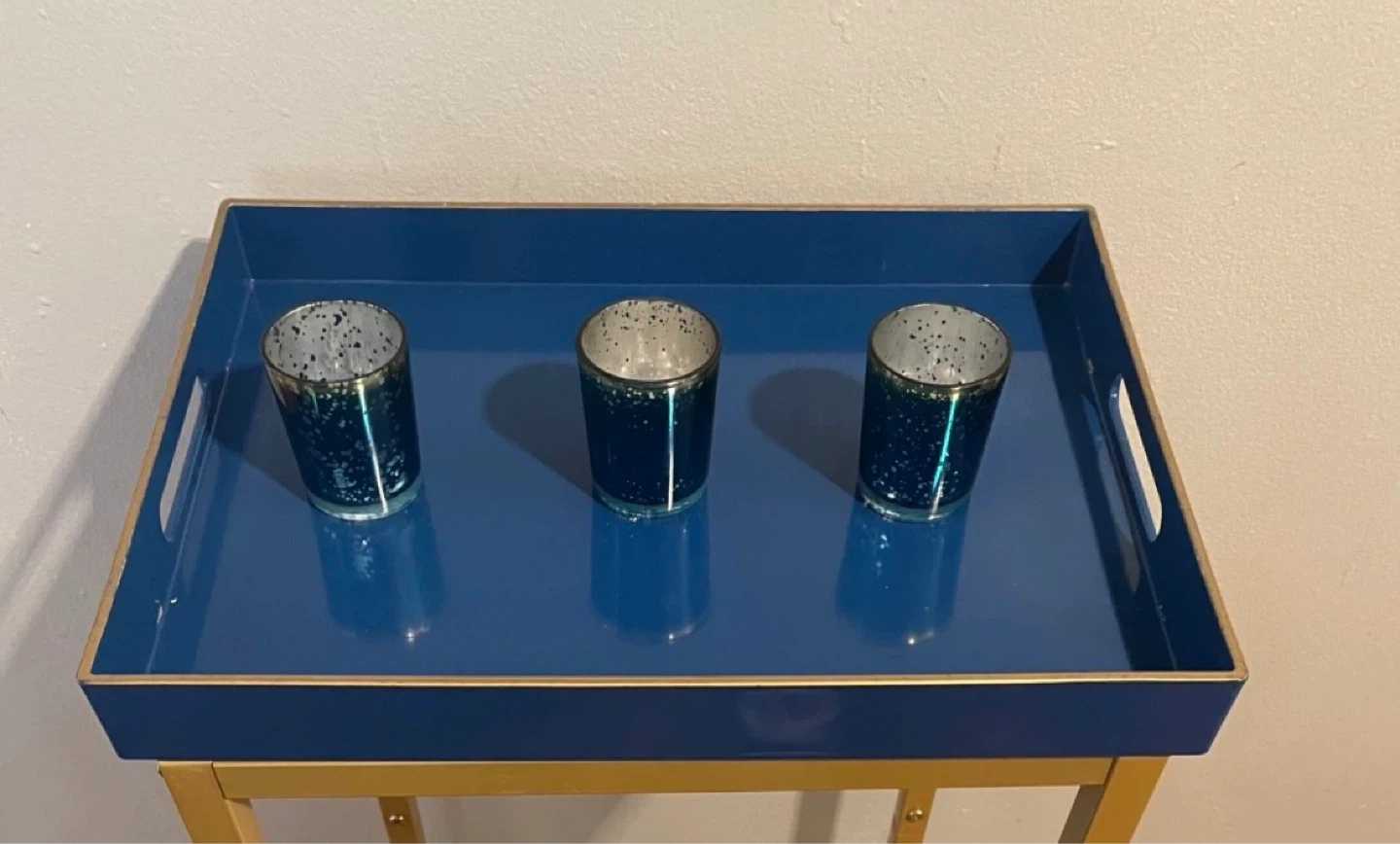 Royal Blue Tray & Tea Light Candle Holders $10