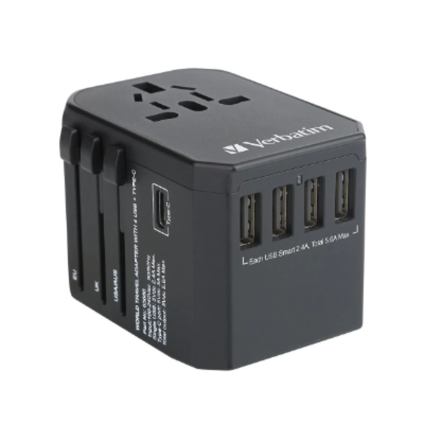 Verbatim 5 Ports Universal World Travel Adapter Type-C + 4 USB