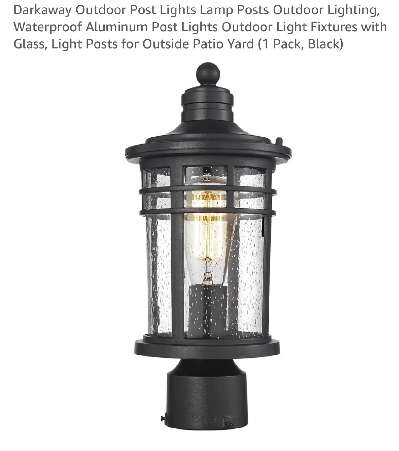 Darkaway Outdoor Post Light Fixture - Black D9P