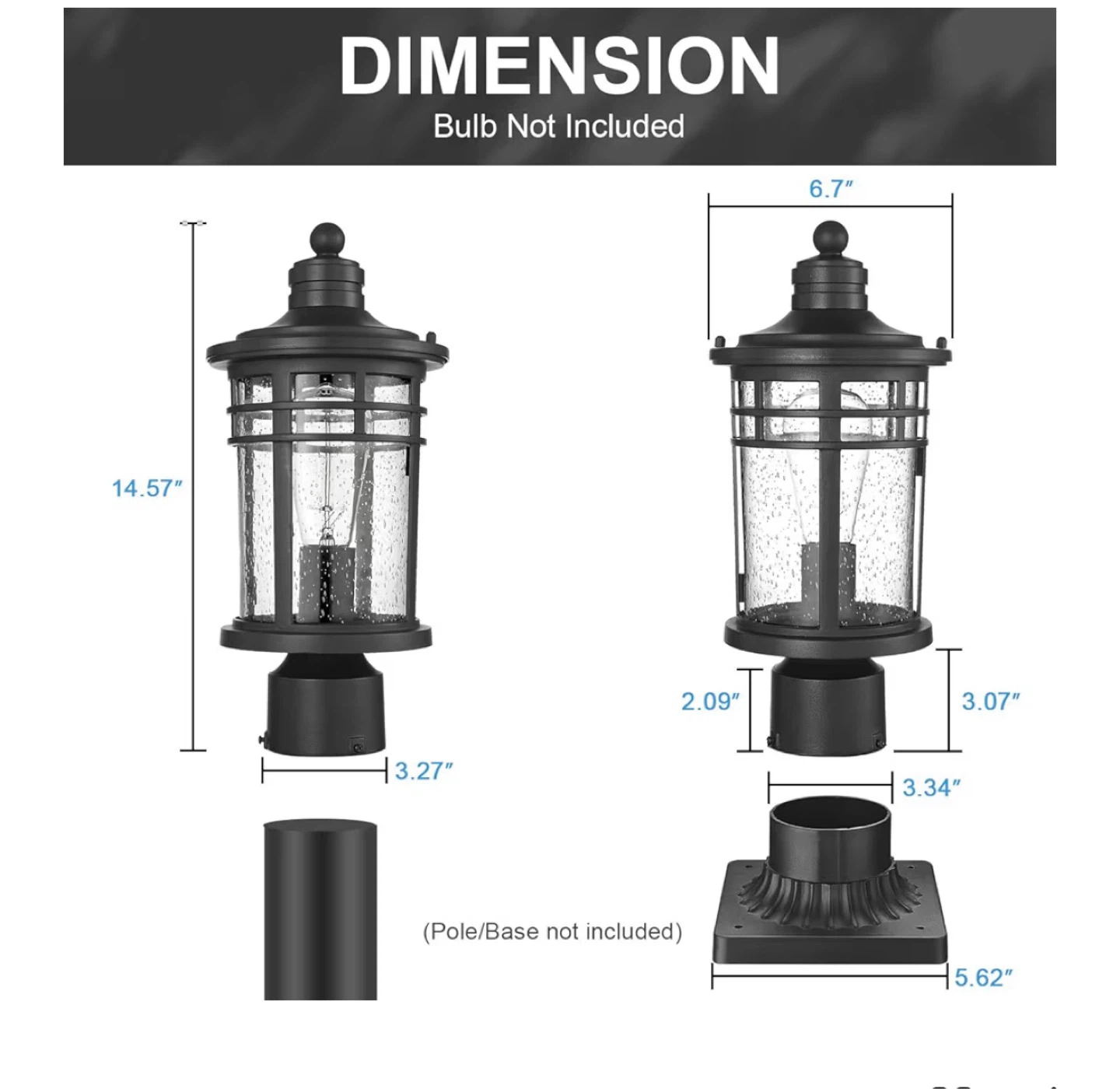 Darkaway Outdoor Post Light Fixture - Black D9P - photo 3