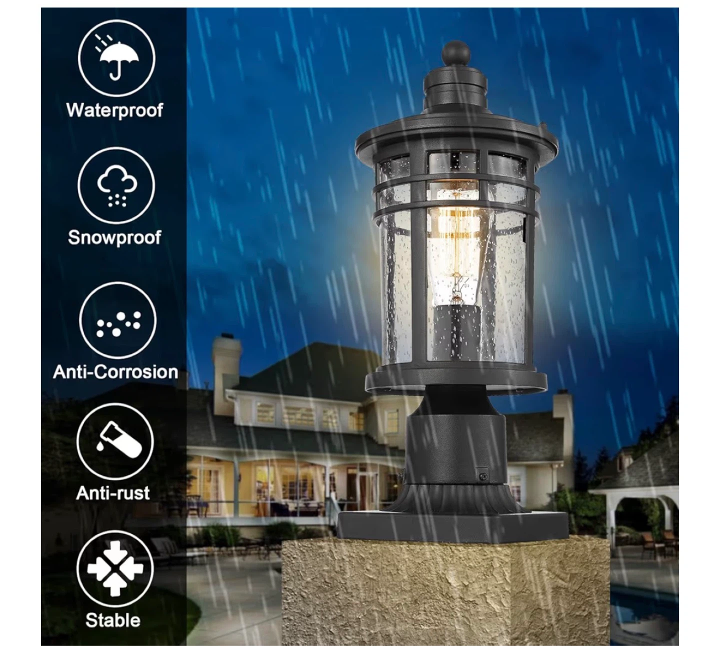 Darkaway Outdoor Post Light Fixture - Black D9P - photo 2