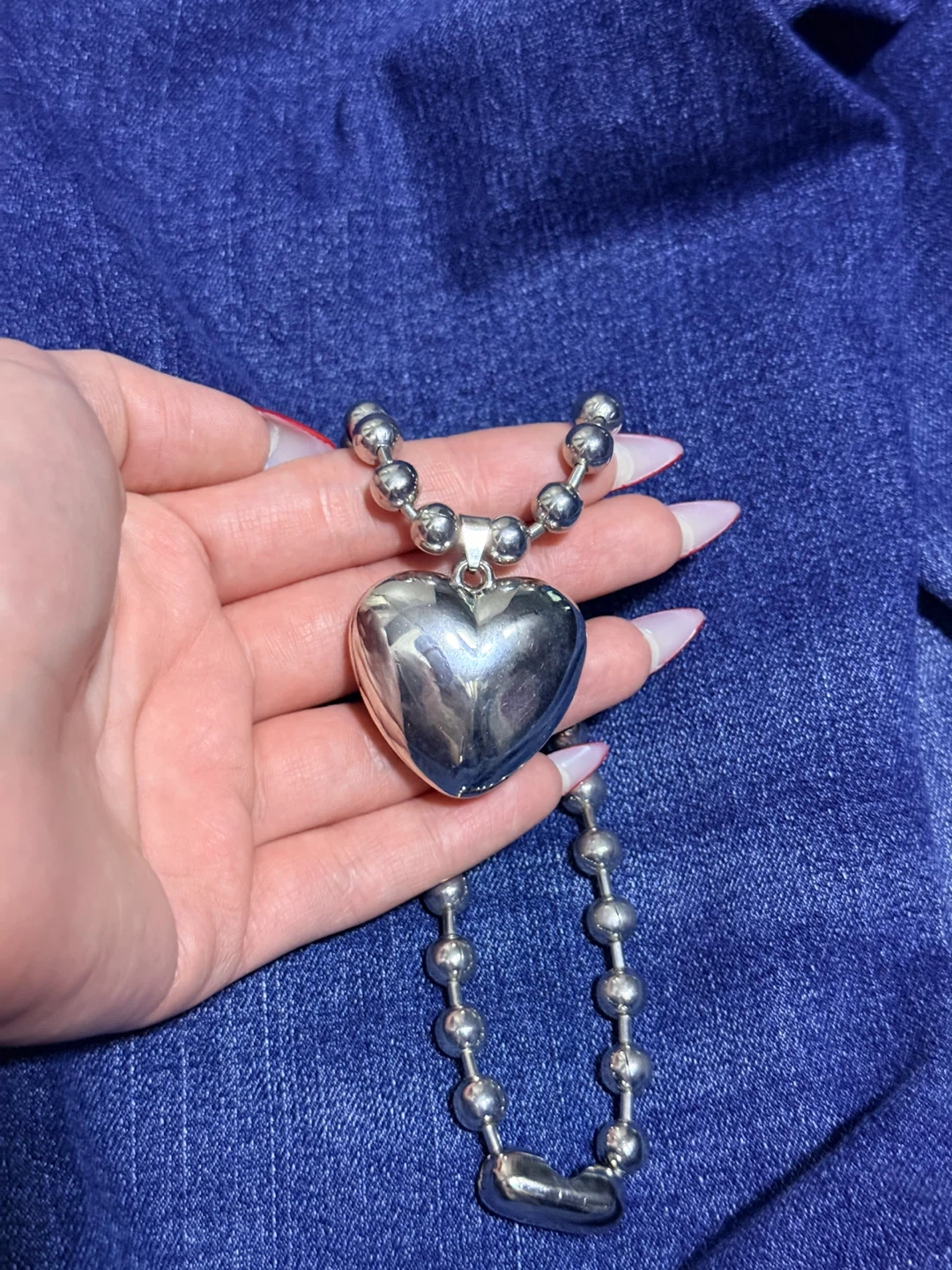 Chunky Silver Heart Pendant Necklace - photo 4