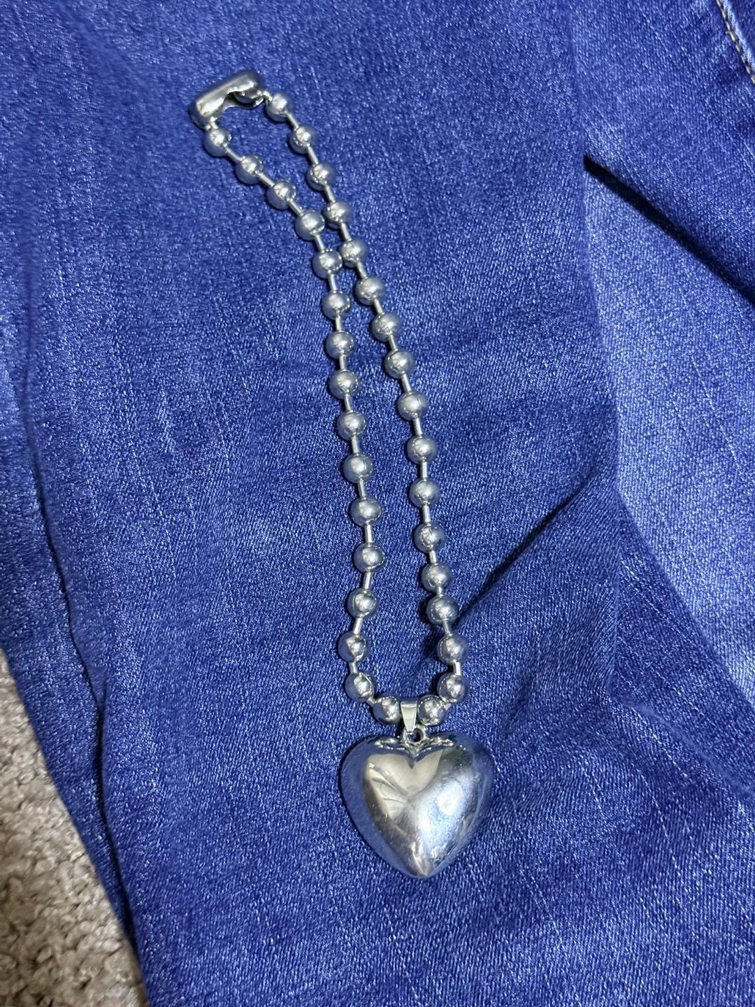 Chunky Silver Heart Pendant Necklace - photo 3