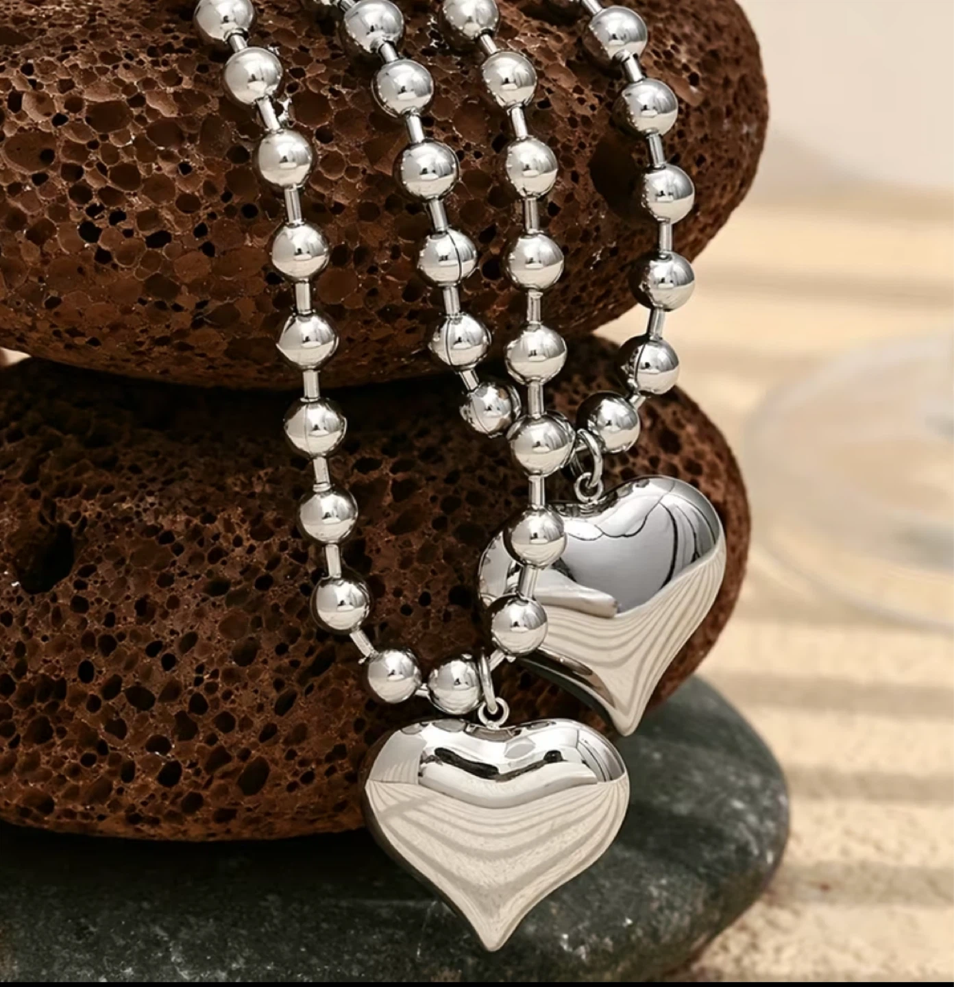 Chunky Silver Heart Pendant Necklace - photo 2