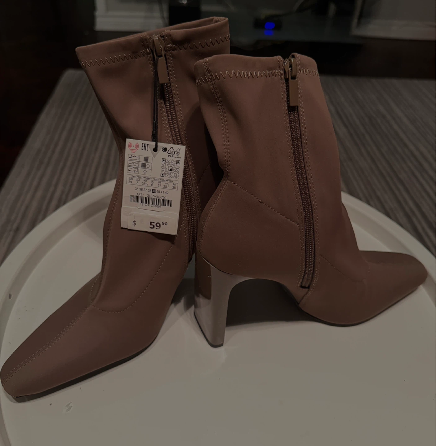 Zara Brown Ankle Boots Size 8