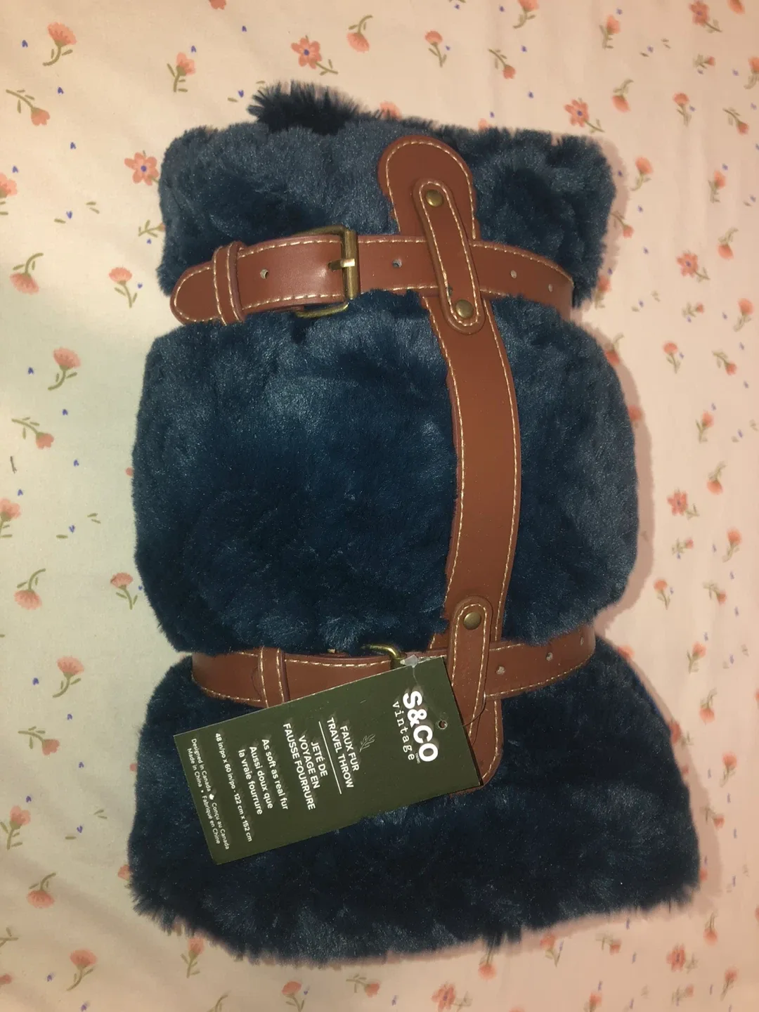 S&CO Vintage Faux Fur Travel Throw