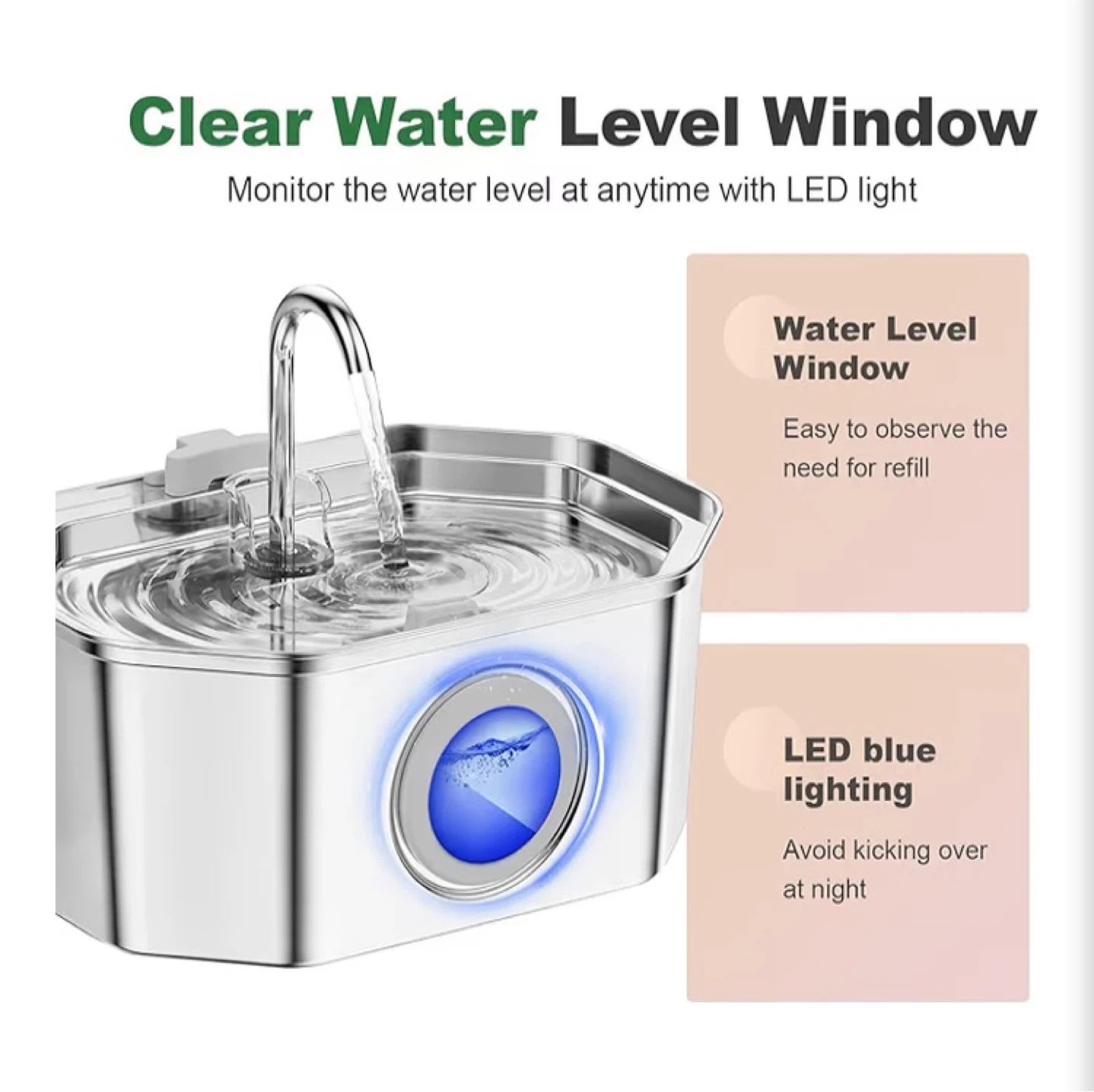 APUAK Stainless Steel Cat Water Fountain 3.2L - photo 4