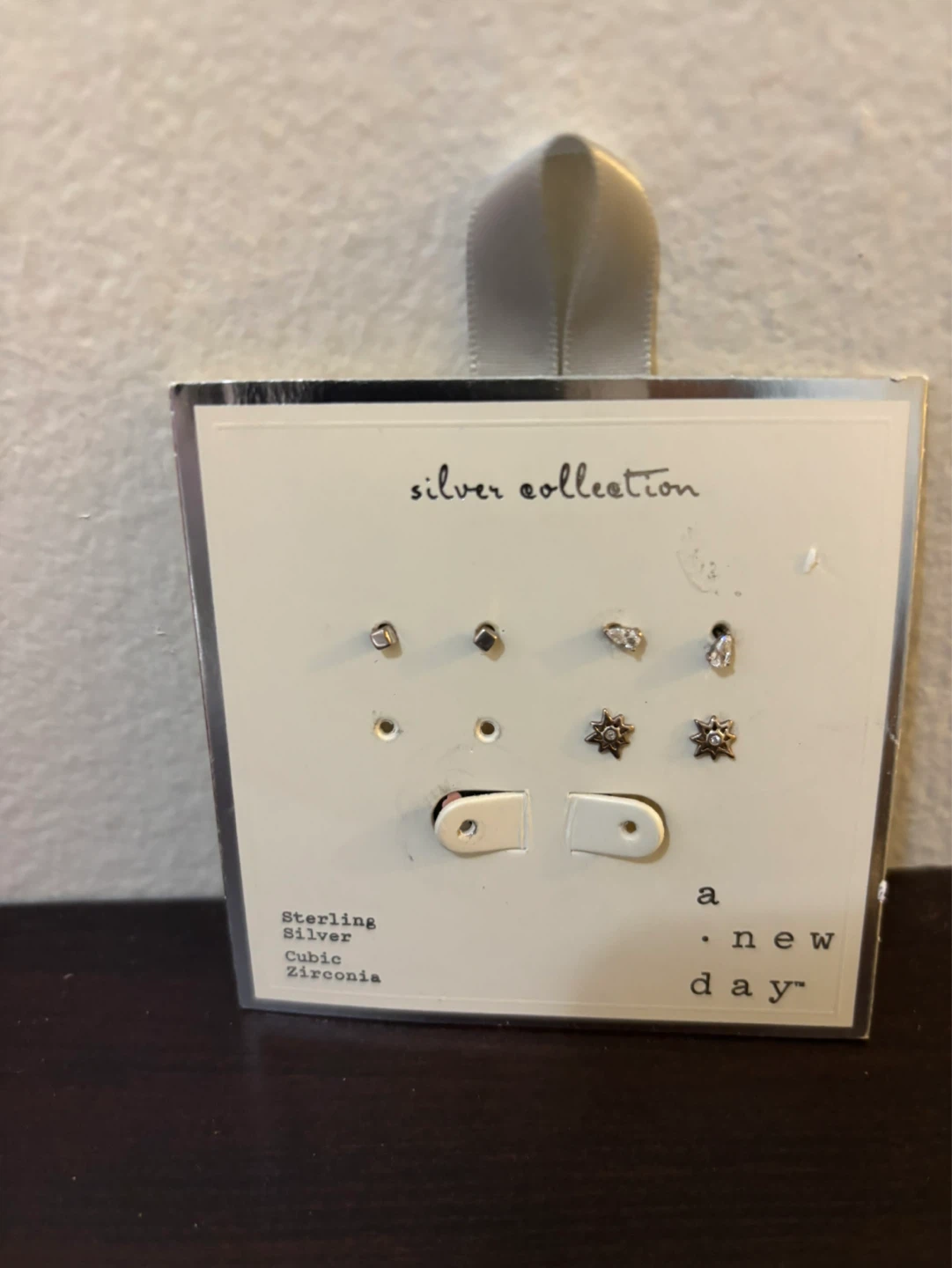 NEW-A New Day Sterling Silver Cubic Zirconia Earring Set