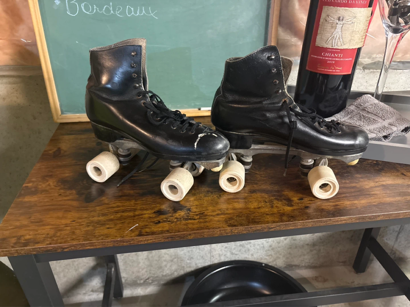 Black Leather Roller Skates