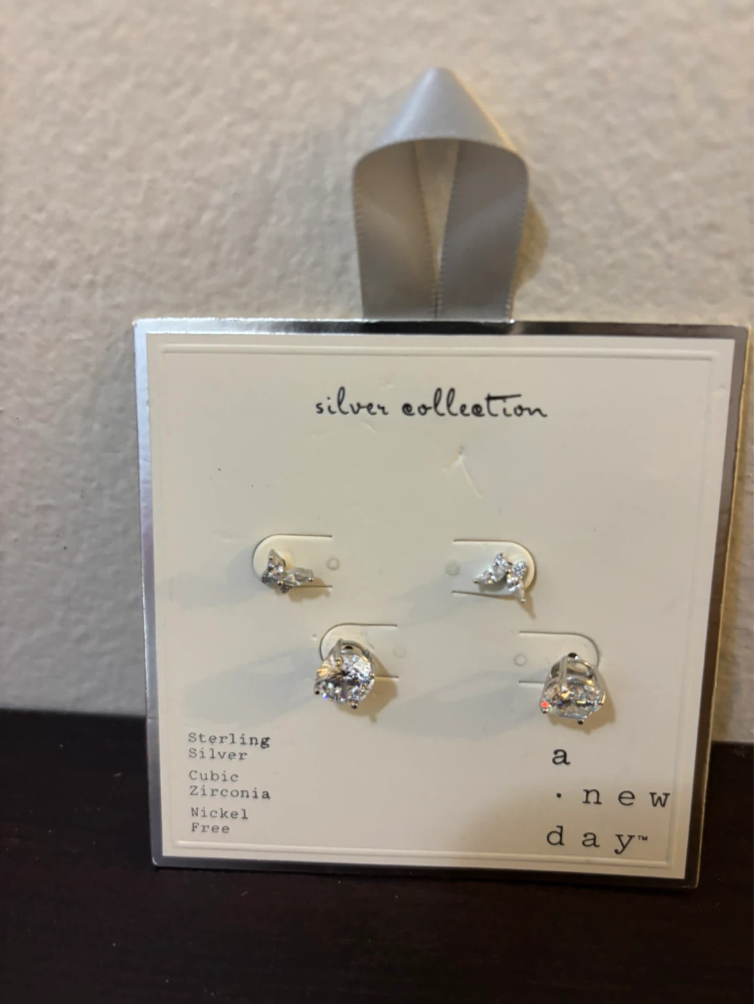NEW-New Day Sterling Silver Cubic Zirconia Earrings Set