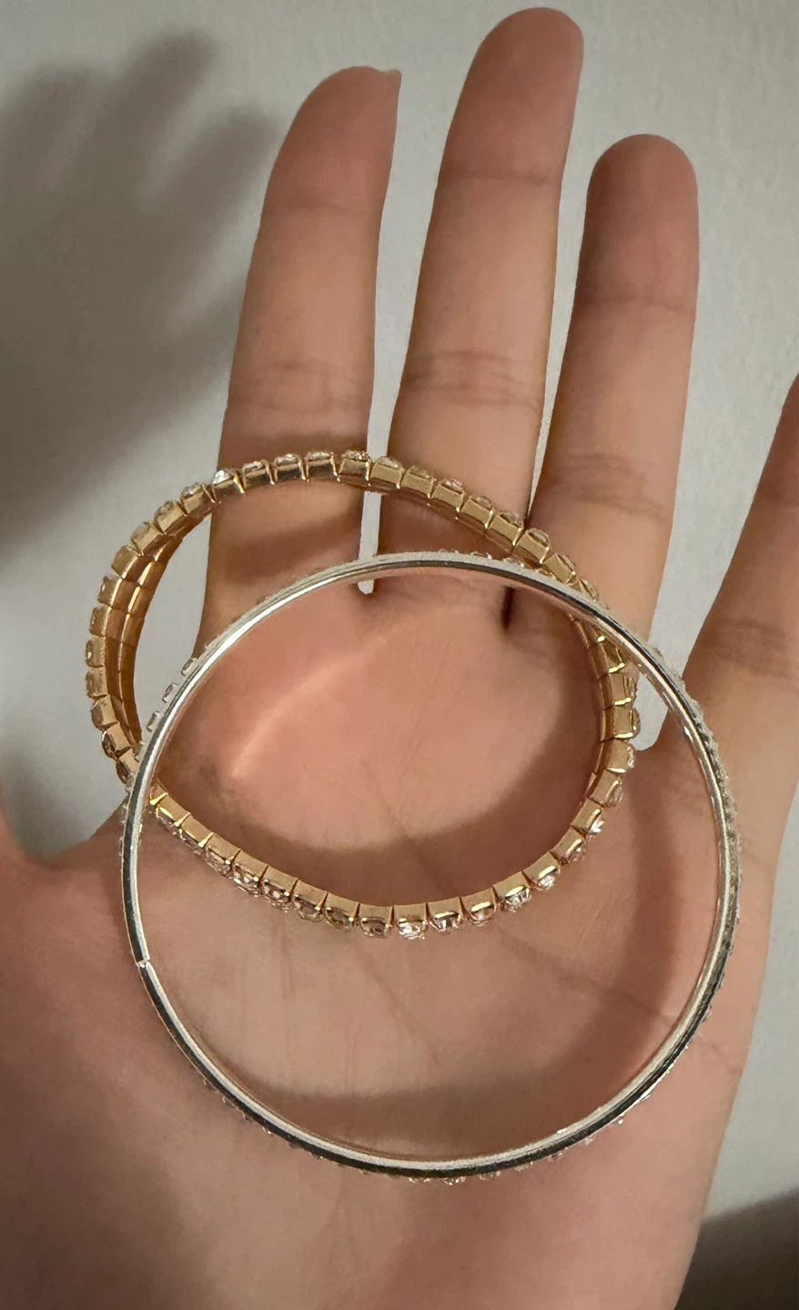 Set of 2 Bangle Bracelets - Gold and Silver Tone - photo 2