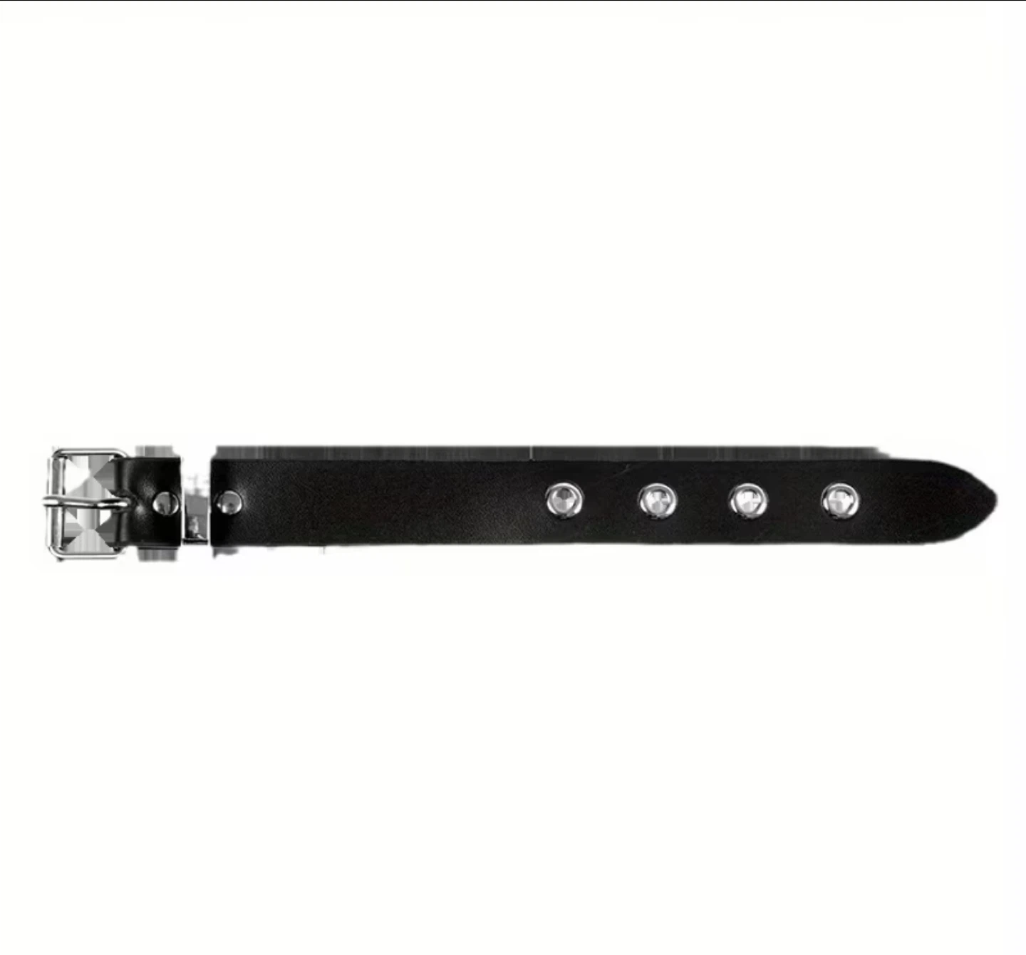 Black Faux Leather Wristband with Buckle - photo 3